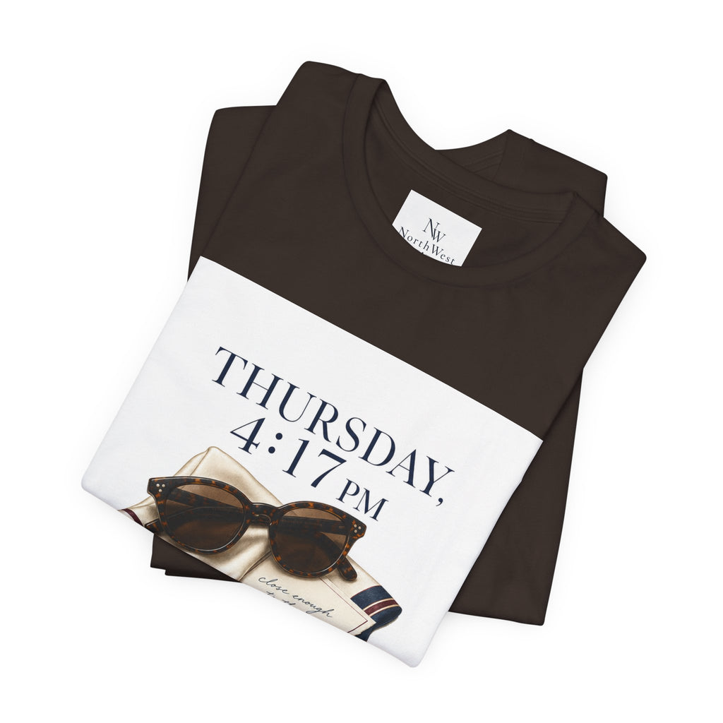 Her Weekend Starts Thursday Tee — 'Thursday, 4:17 PM' Coastal Vintage Graphic Shirt