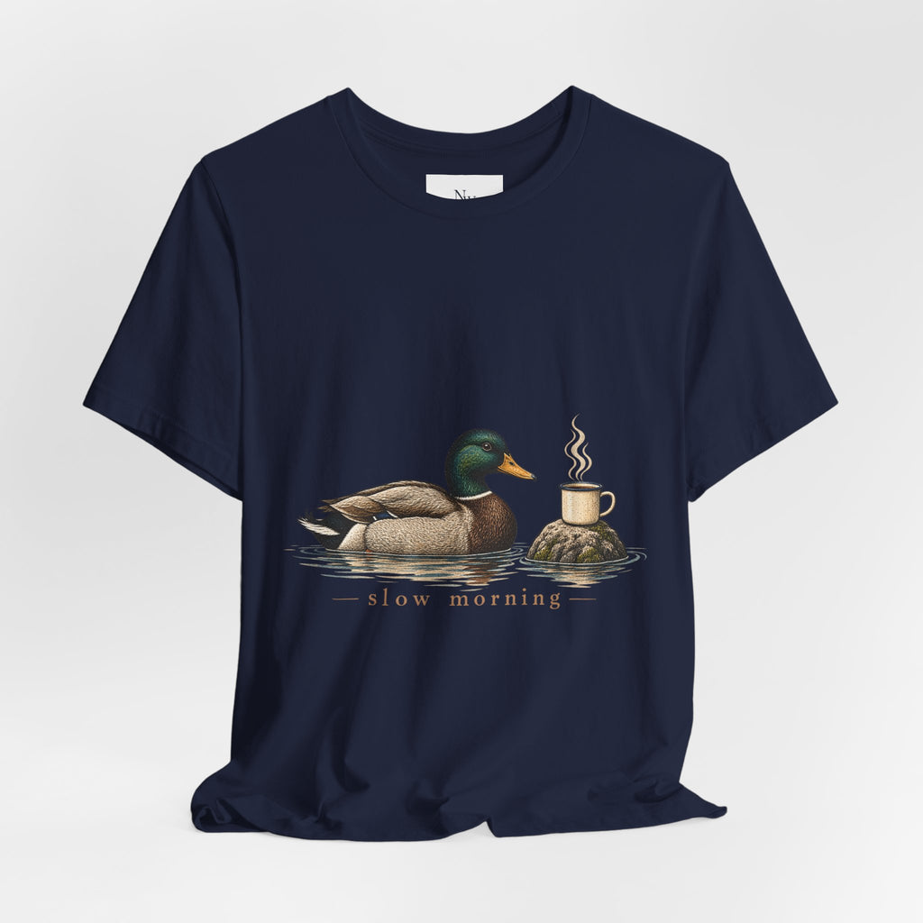 Slow Mornings Duck Tee — Cozy Cabin Nature Graphic T-Shirt
