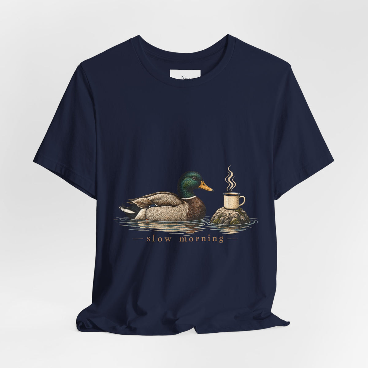 Slow Mornings Duck Tee — Cozy Cabin Nature Graphic T-Shirt