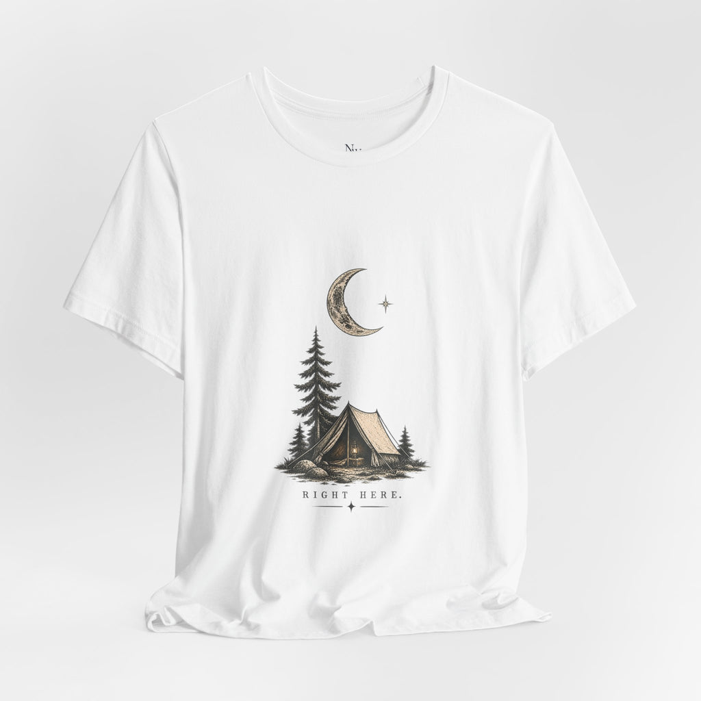 Campfire Adventure T-Shirt — “This Must Be The Place” Scenic Camping Tee
