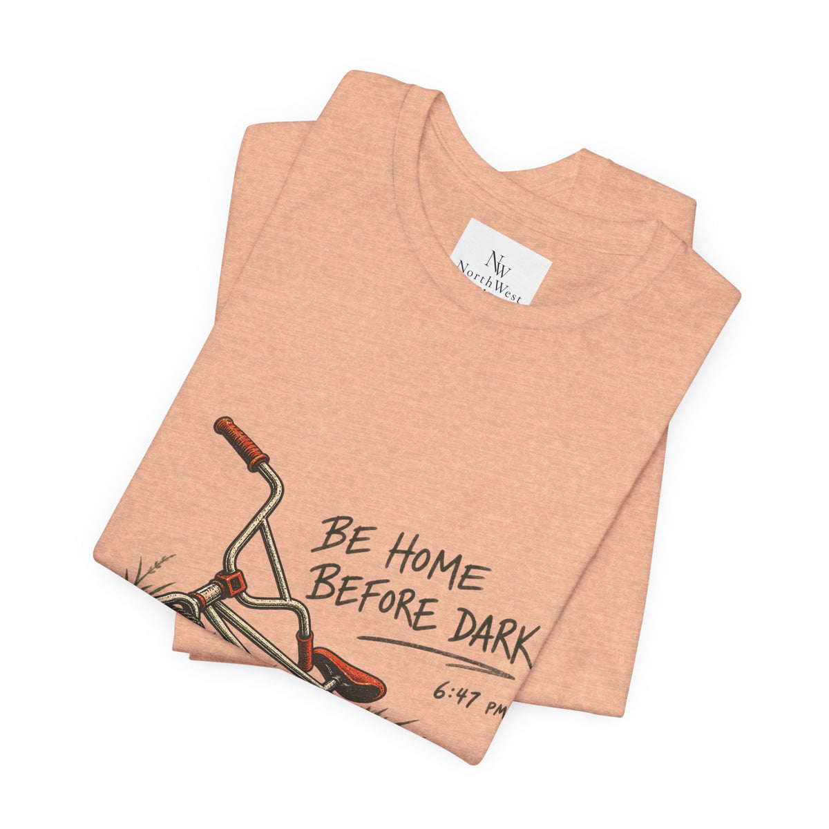 Be Home Before Dark T-Shirt — Vintage Kids Bike & Sunset Graphic Tee