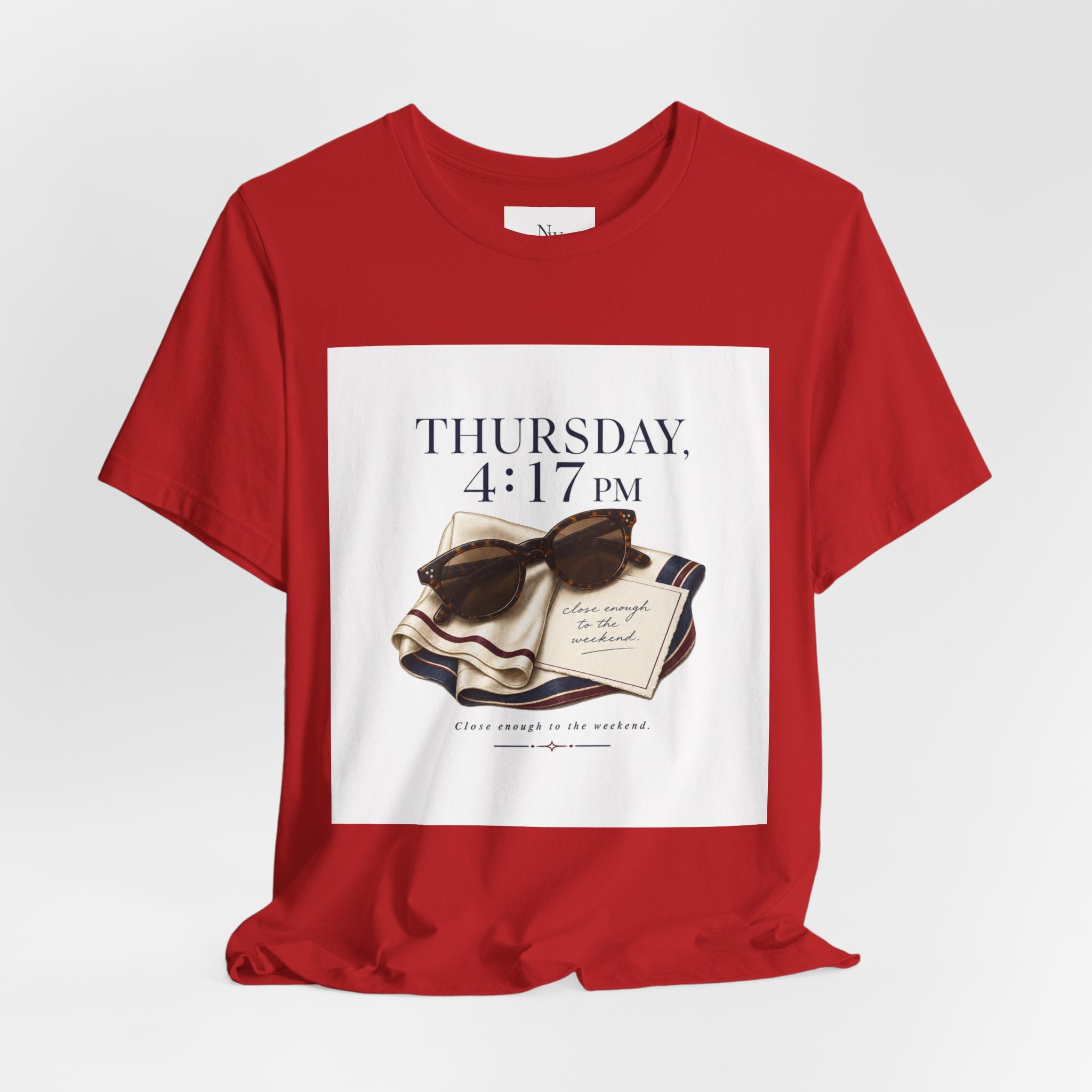 Her Weekend Starts Thursday Tee — 'Thursday, 4:17 PM' Coastal Vintage Graphic Shirt