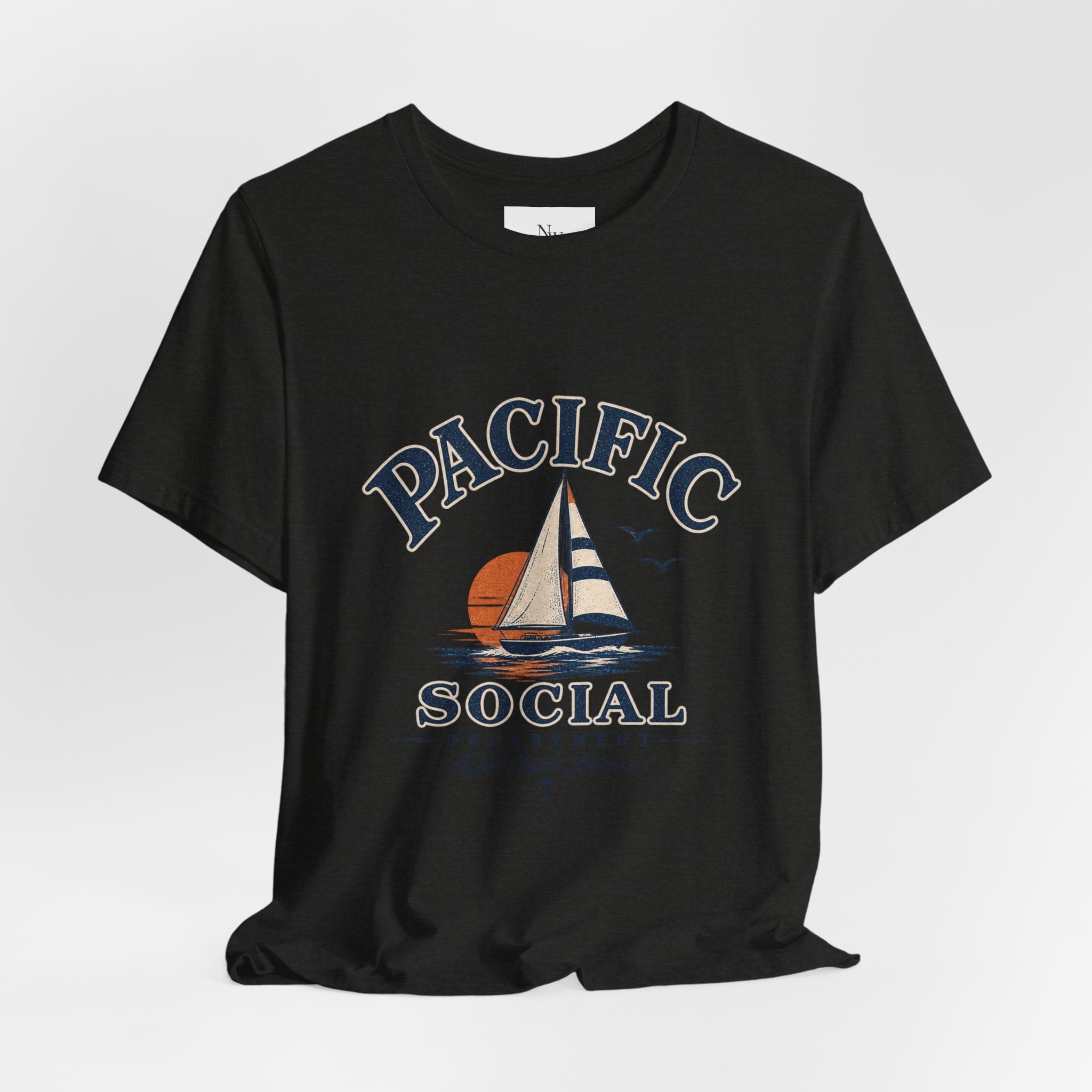 Pacific Social Sailboat Tee — Vintage Sunset Beach T-Shirt
