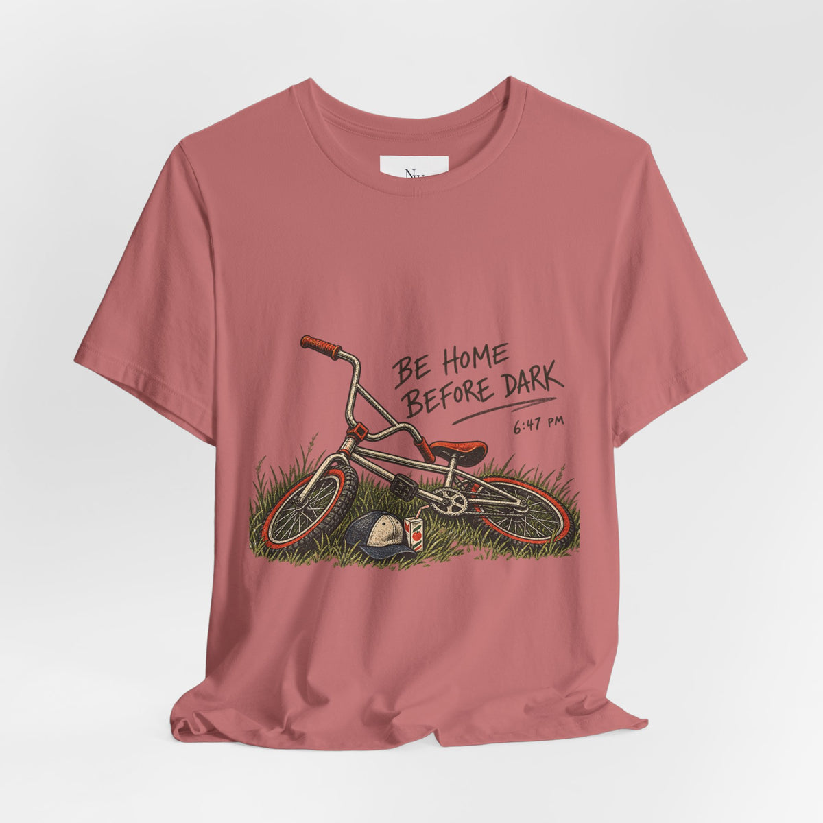 Be Home Before Dark T-Shirt — Vintage Kids Bike & Sunset Graphic Tee