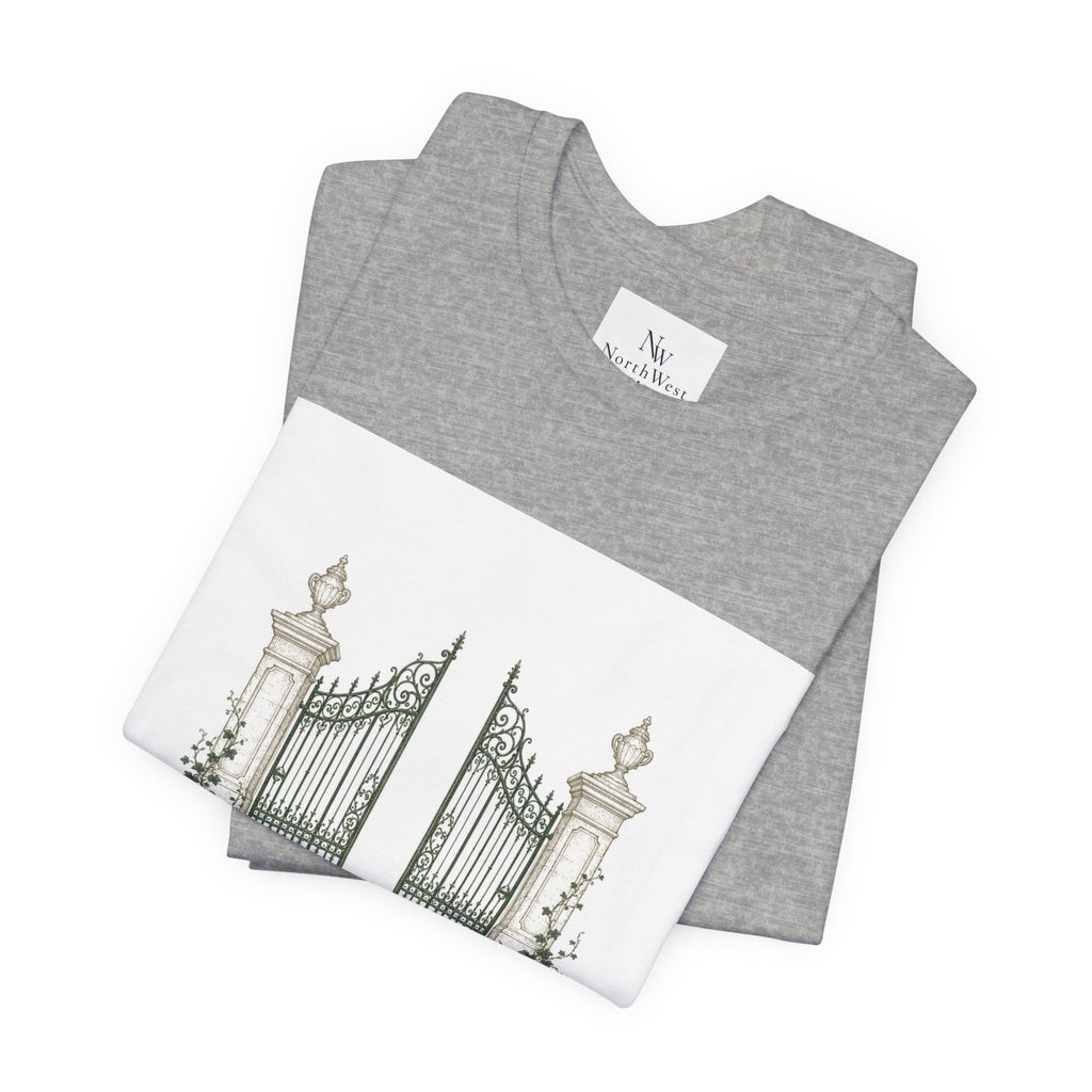Private Grounds Tee — Vintage Garden Gate Graphic T‑Shirt