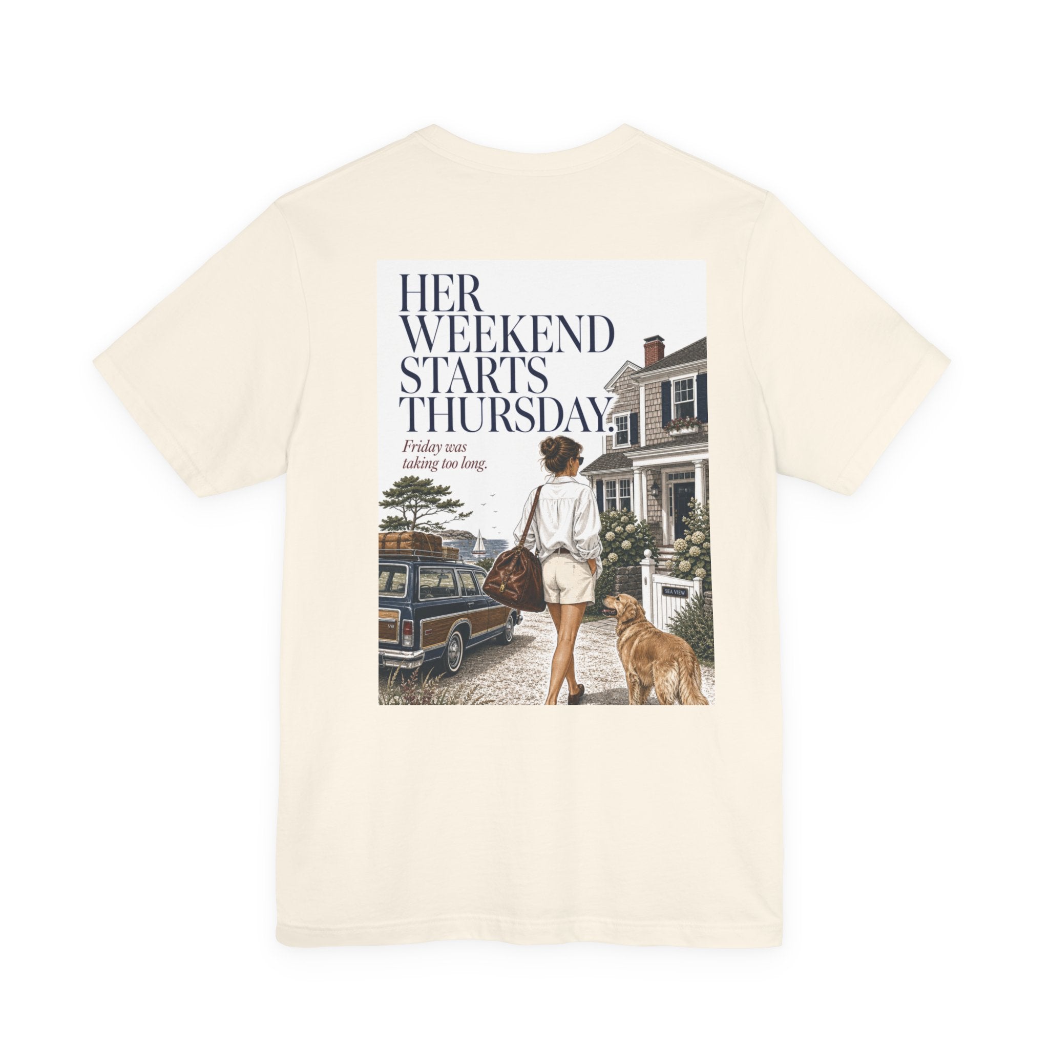 Her Weekend Starts Thursday Tee — 'Thursday, 4:17 PM' Coastal Vintage Graphic Shirt