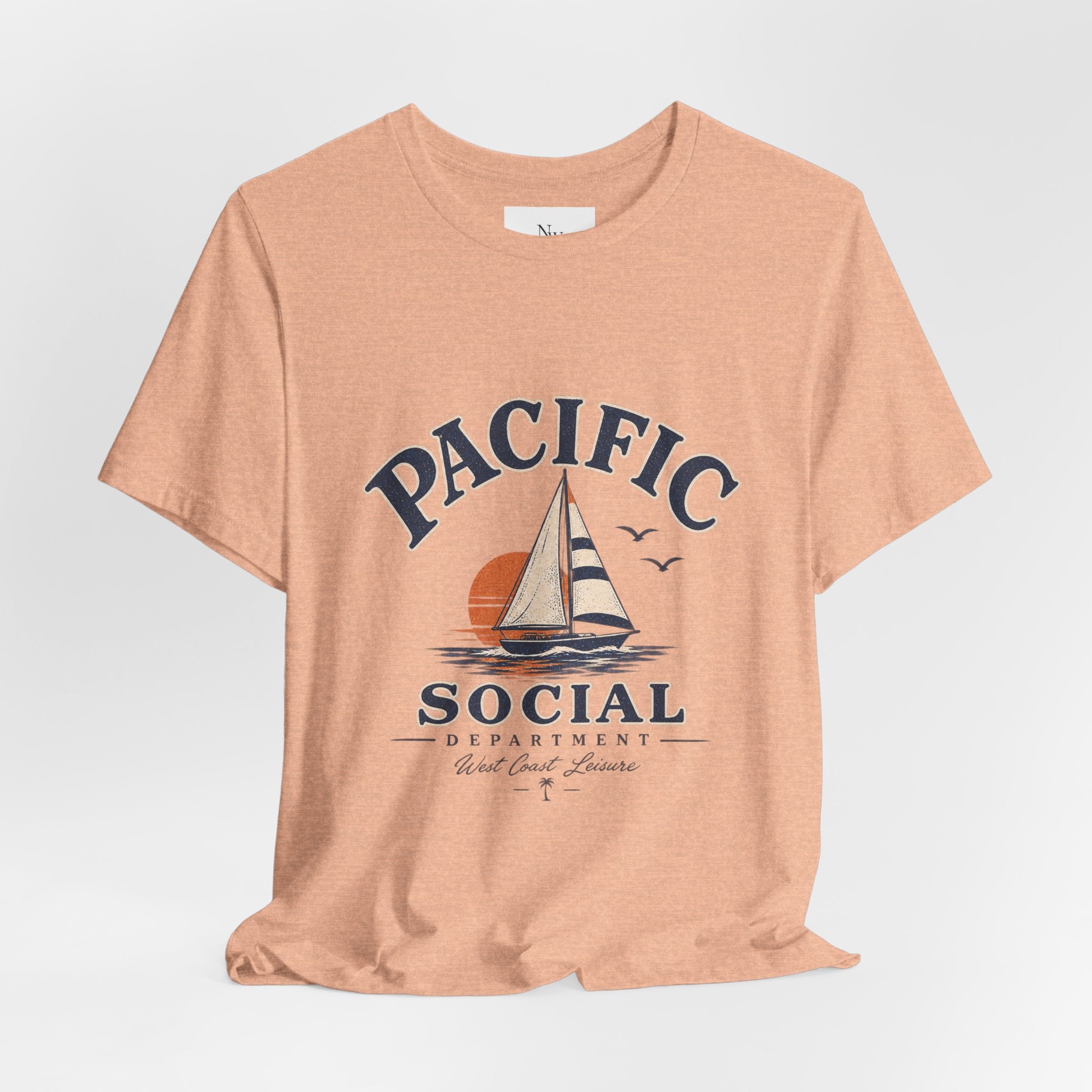 Pacific Social Sailboat Tee — Vintage Sunset Beach T-Shirt