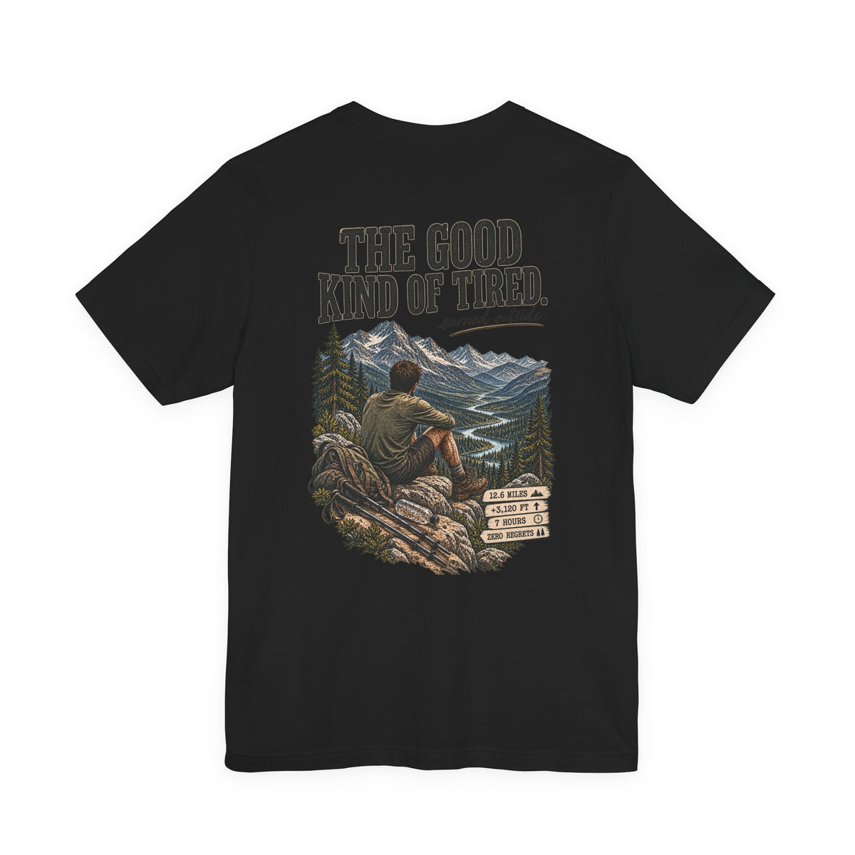 Hiking T-Shirt — “The Good Kind of Tired” 12.6 mi Adventure Tee
