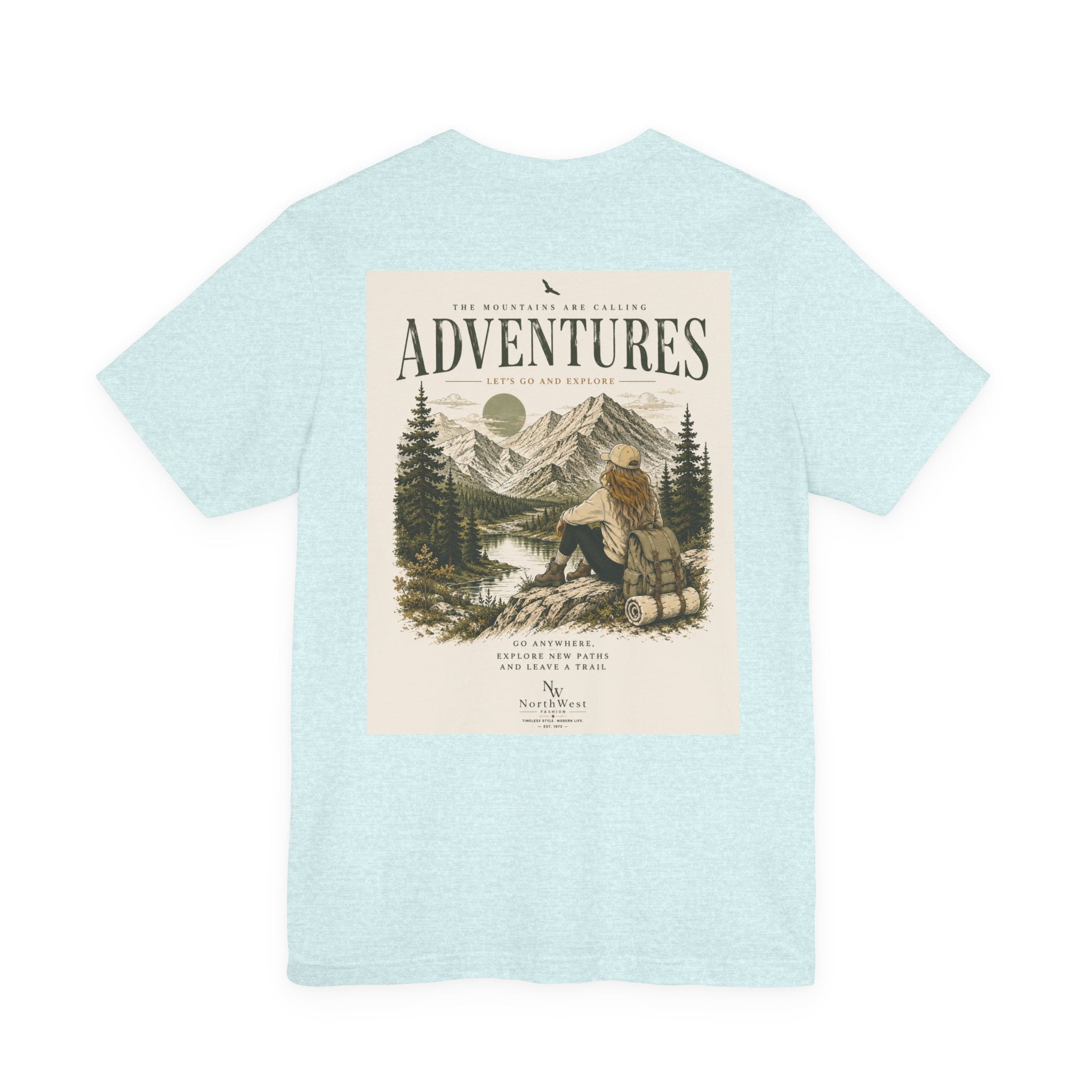 Adventures Hiking T-Shirt — "Let's Go and Explore" Vintage Outdoor Graphic Tee