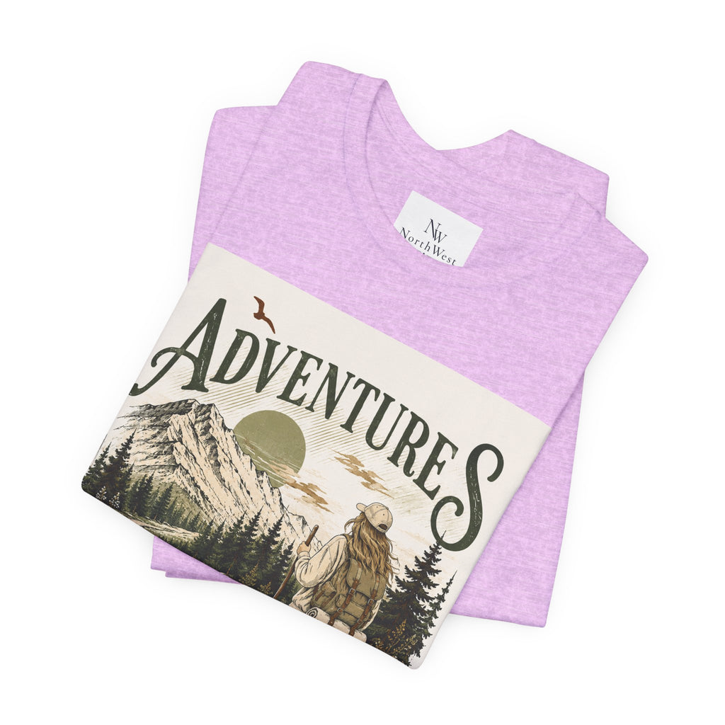 Adventures Hiking T-Shirt — "Let's Go and Explore" Vintage Outdoor Graphic Tee