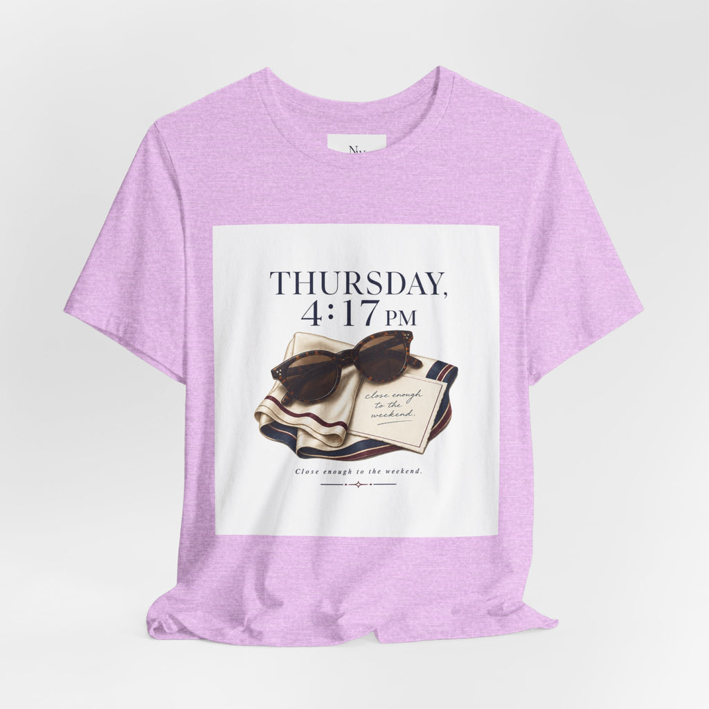 Her Weekend Starts Thursday Tee — 'Thursday, 4:17 PM' Coastal Vintage Graphic Shirt