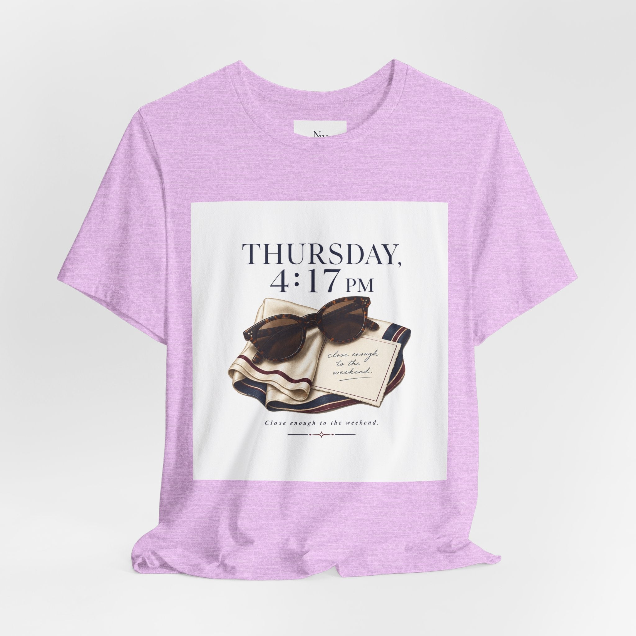 Her Weekend Starts Thursday Tee — 'Thursday, 4:17 PM' Coastal Vintage Graphic Shirt