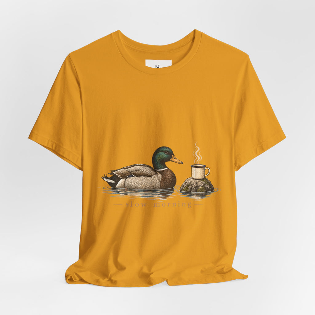 Slow Mornings Duck Tee — Cozy Cabin Nature Graphic T-Shirt