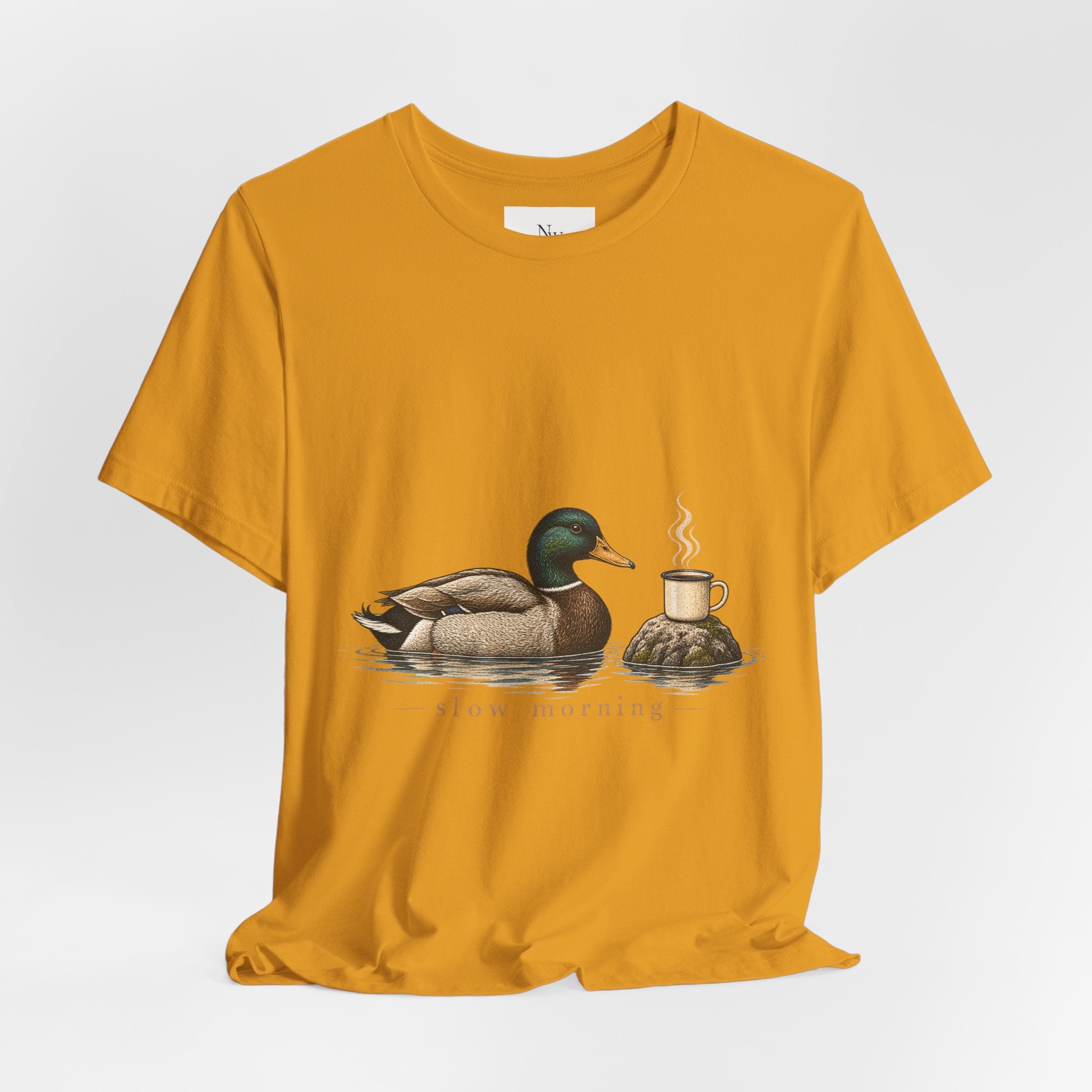 Slow Mornings Duck Tee — Cozy Cabin Nature Graphic T-Shirt