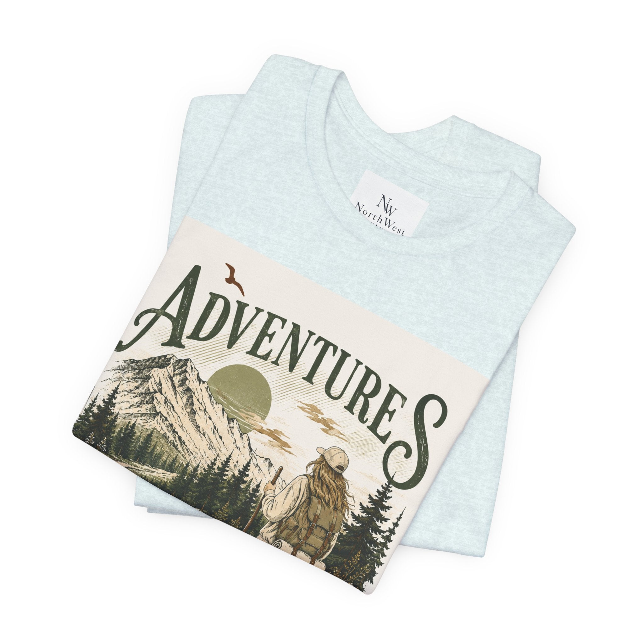 Adventures Hiking T-Shirt — "Let's Go and Explore" Vintage Outdoor Graphic Tee