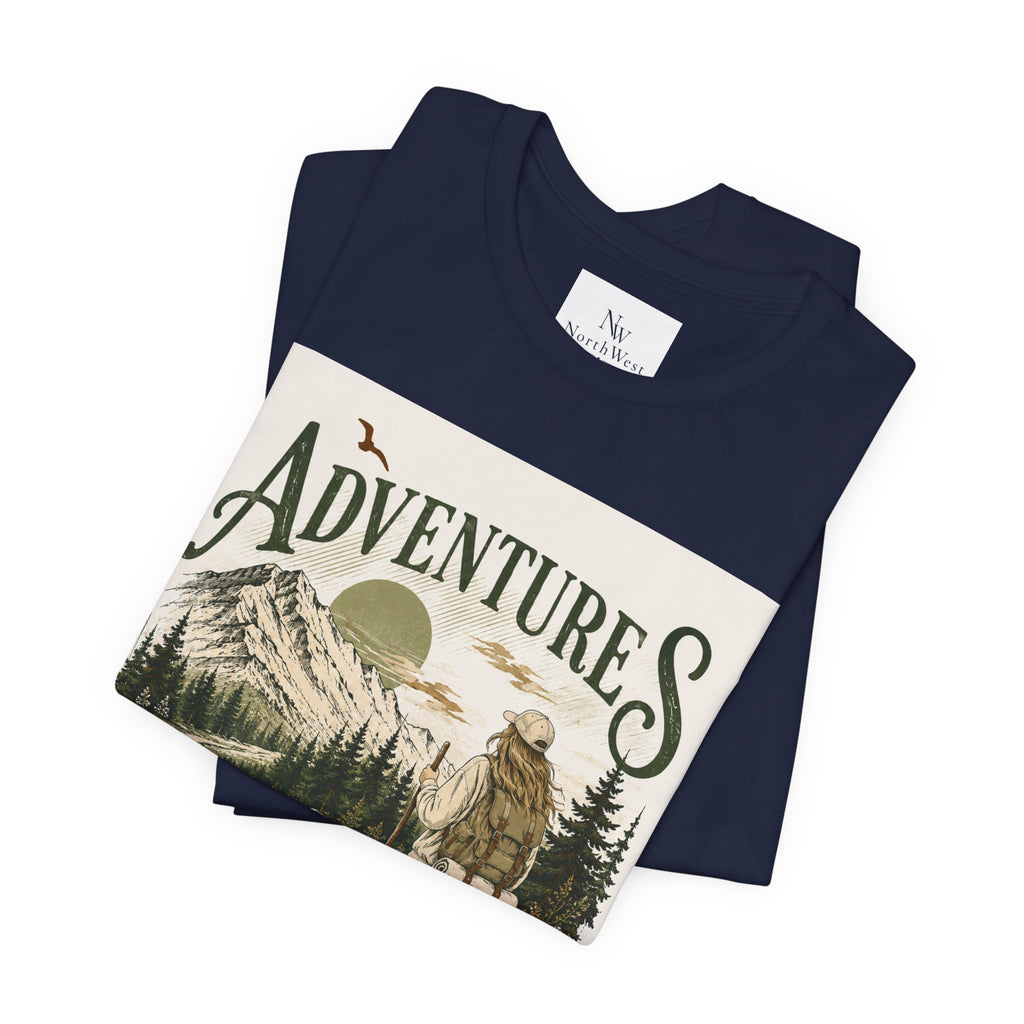 Adventures Hiking T-Shirt — "Let's Go and Explore" Vintage Outdoor Graphic Tee
