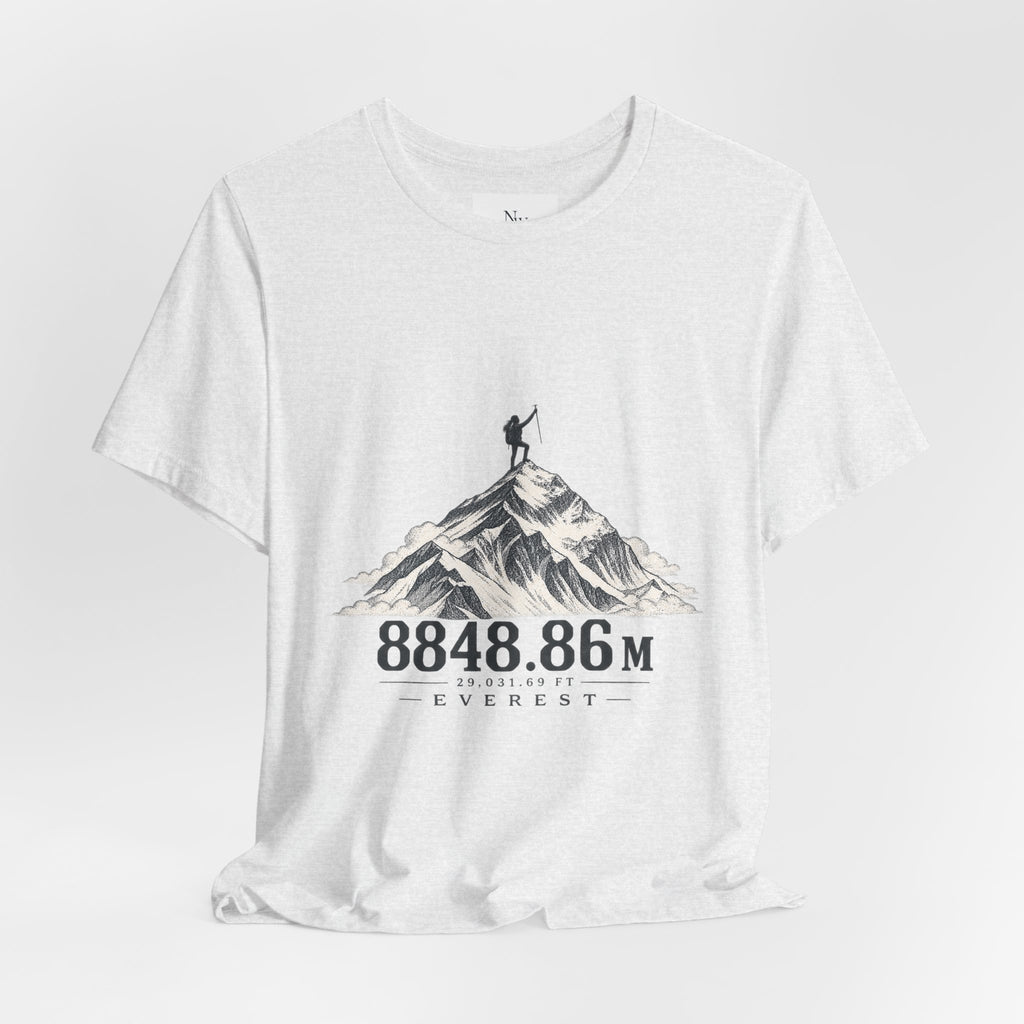 Everest Climber Tee — "She Made It" Mountain Summit Shirt (8848.86m)