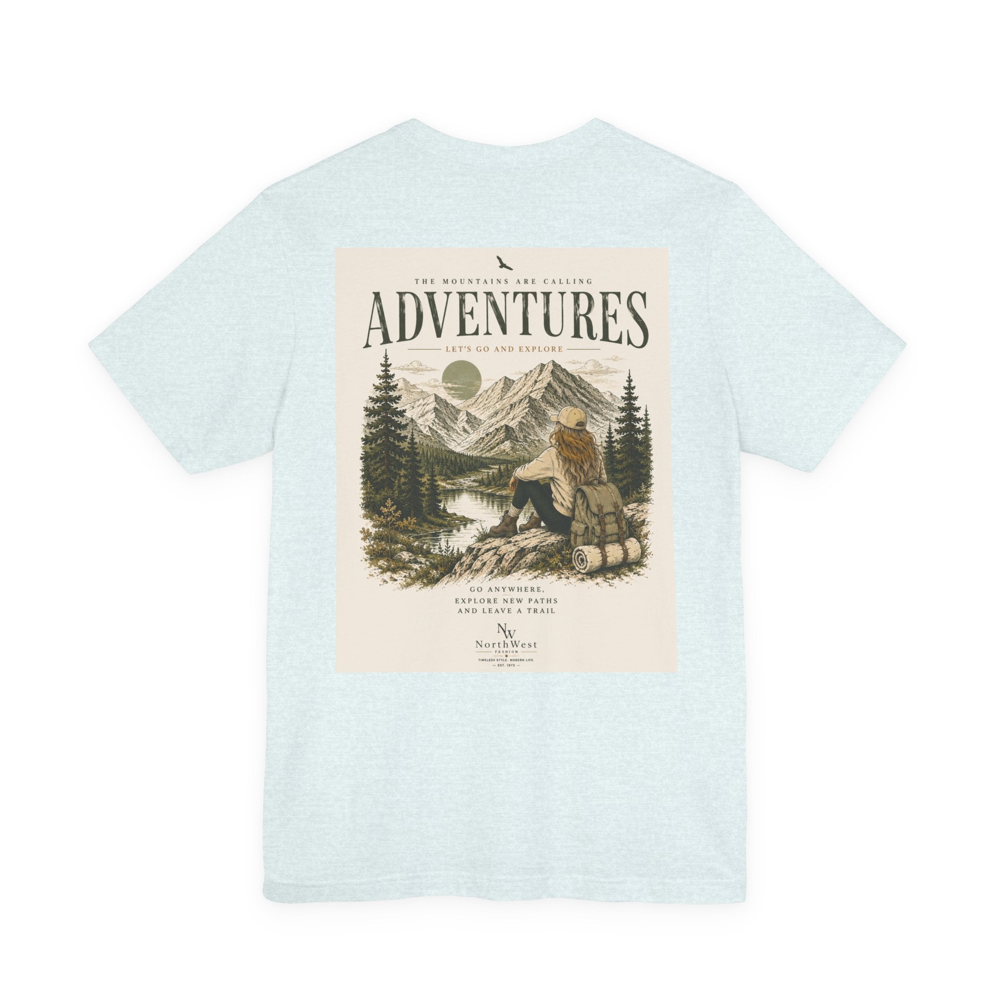 Adventures Hiking T-Shirt — "Let's Go and Explore" Vintage Outdoor Graphic Tee