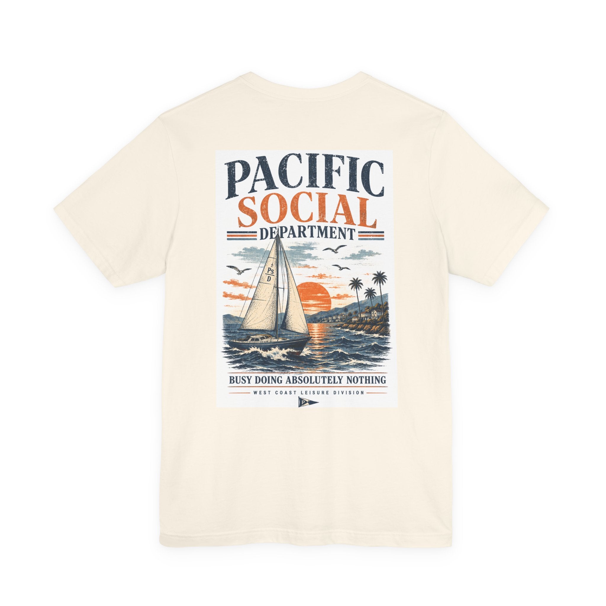 Pacific Social Sailboat Tee — Vintage Sunset Beach T-Shirt