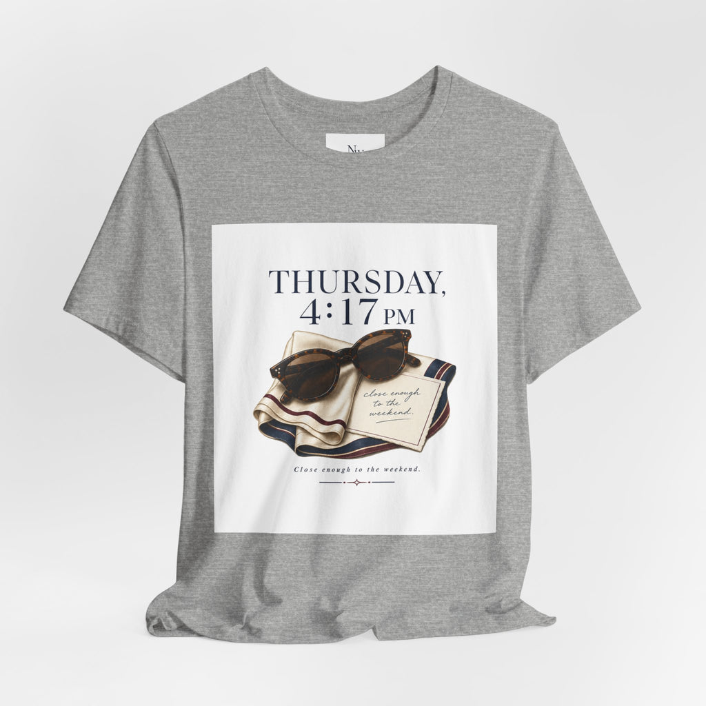 Her Weekend Starts Thursday Tee — 'Thursday, 4:17 PM' Coastal Vintage Graphic Shirt