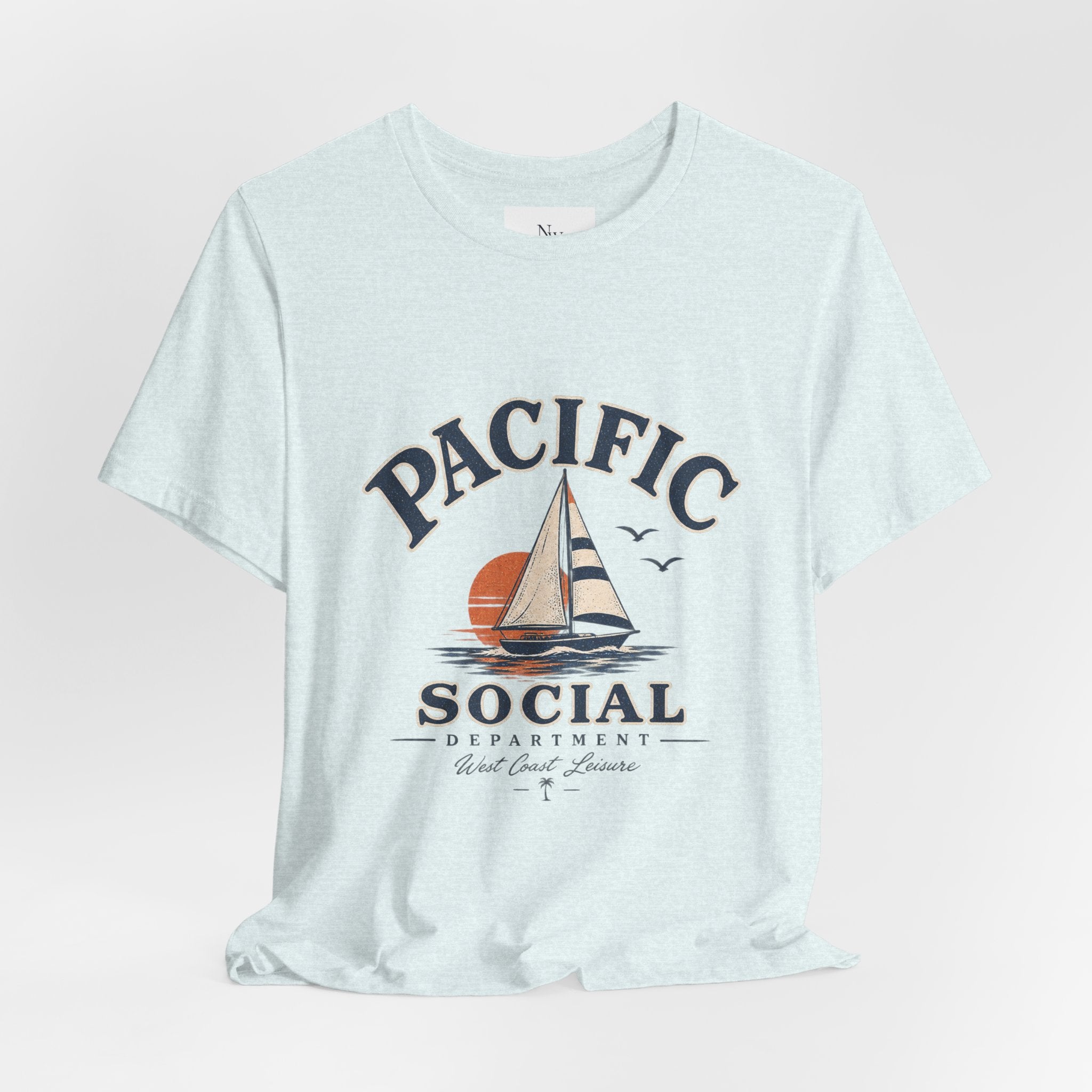 Pacific Social Sailboat Tee — Vintage Sunset Beach T-Shirt