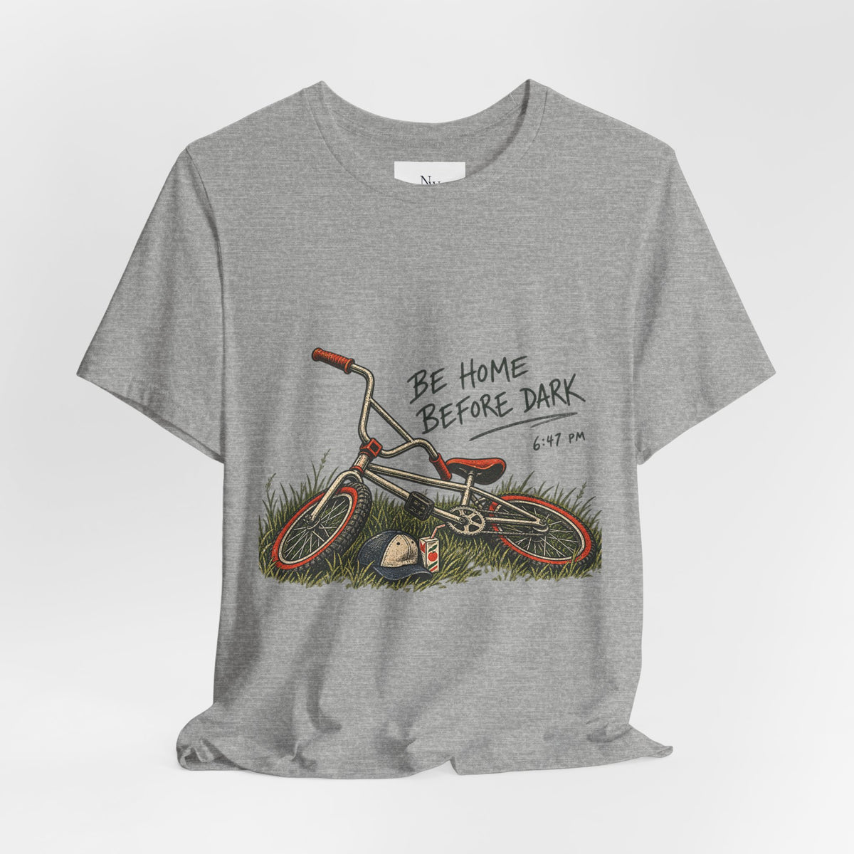 Be Home Before Dark T-Shirt — Vintage Kids Bike & Sunset Graphic Tee