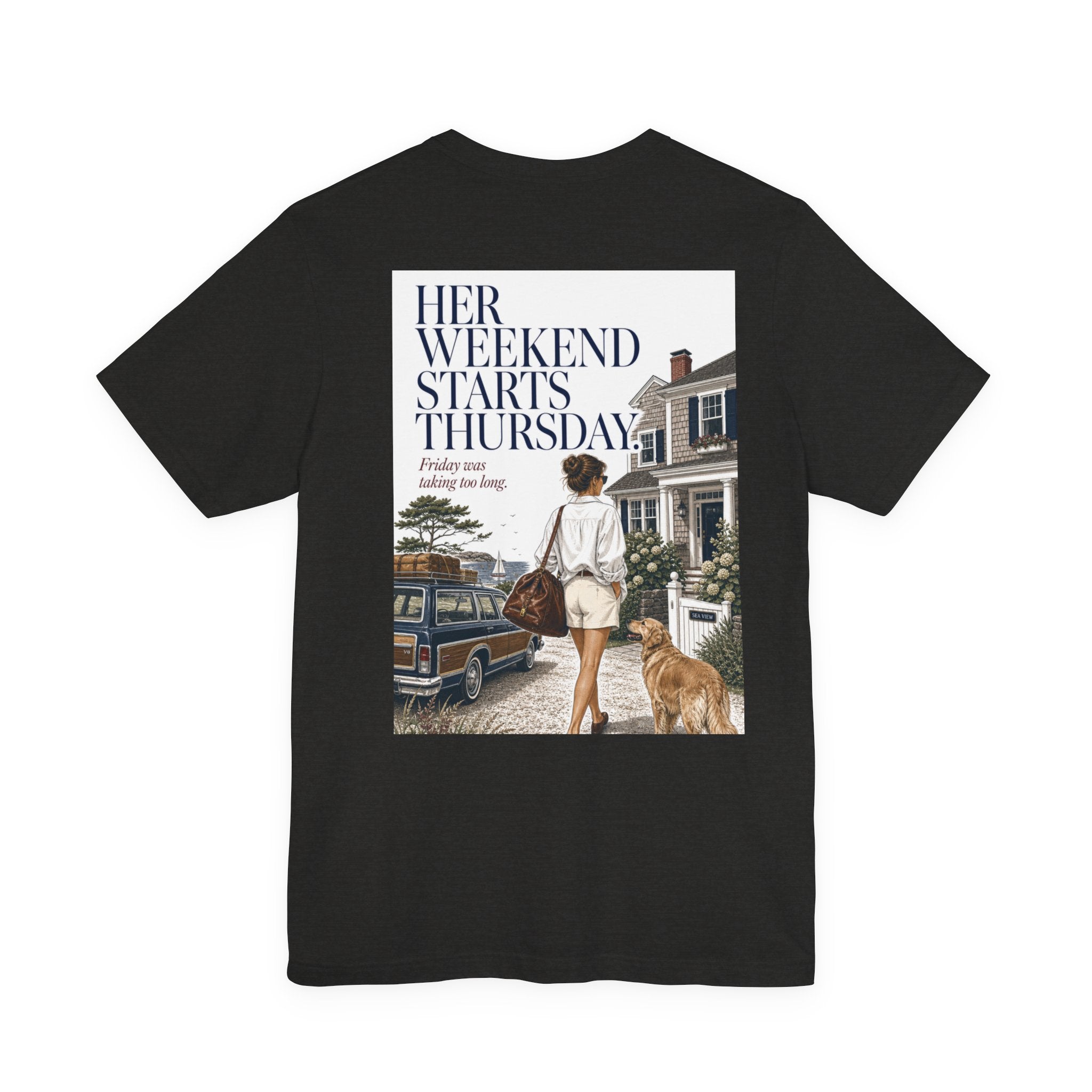 Her Weekend Starts Thursday Tee — 'Thursday, 4:17 PM' Coastal Vintage Graphic Shirt