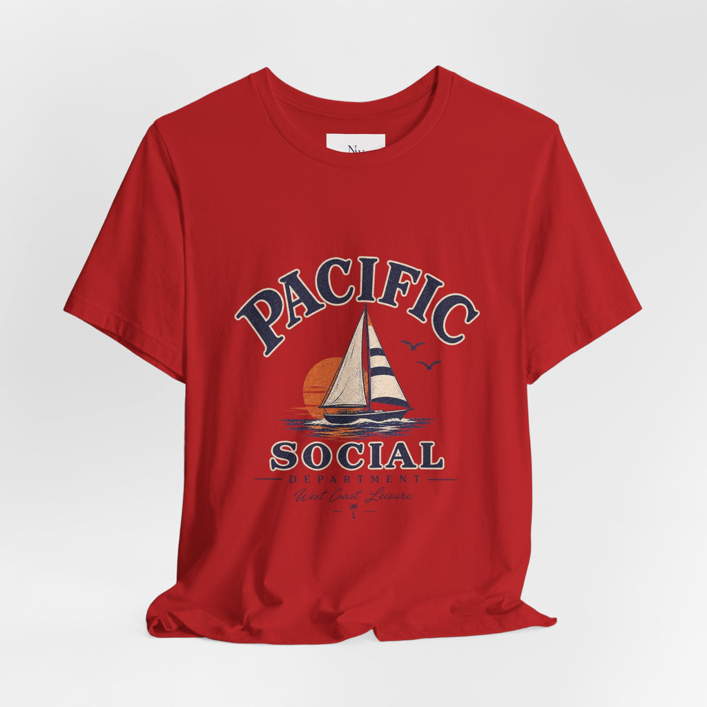 Pacific Social Sailboat Tee — Vintage Sunset Beach T-Shirt