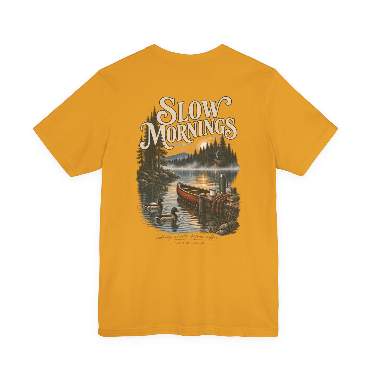 Slow Mornings Duck Tee — Cozy Cabin Nature Graphic T-Shirt