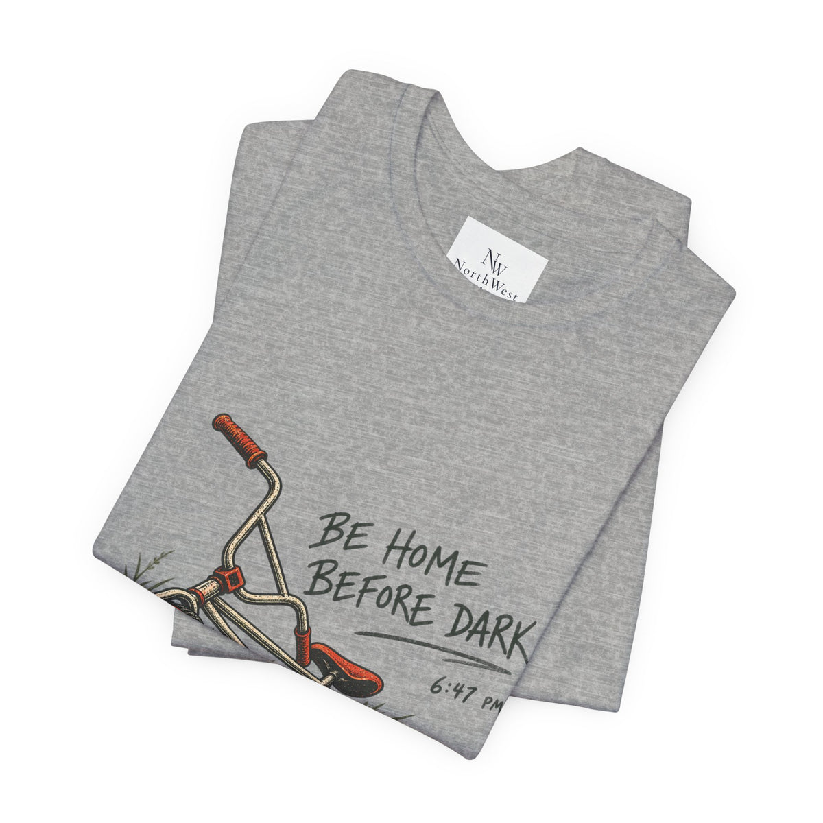 Be Home Before Dark T-Shirt — Vintage Kids Bike & Sunset Graphic Tee