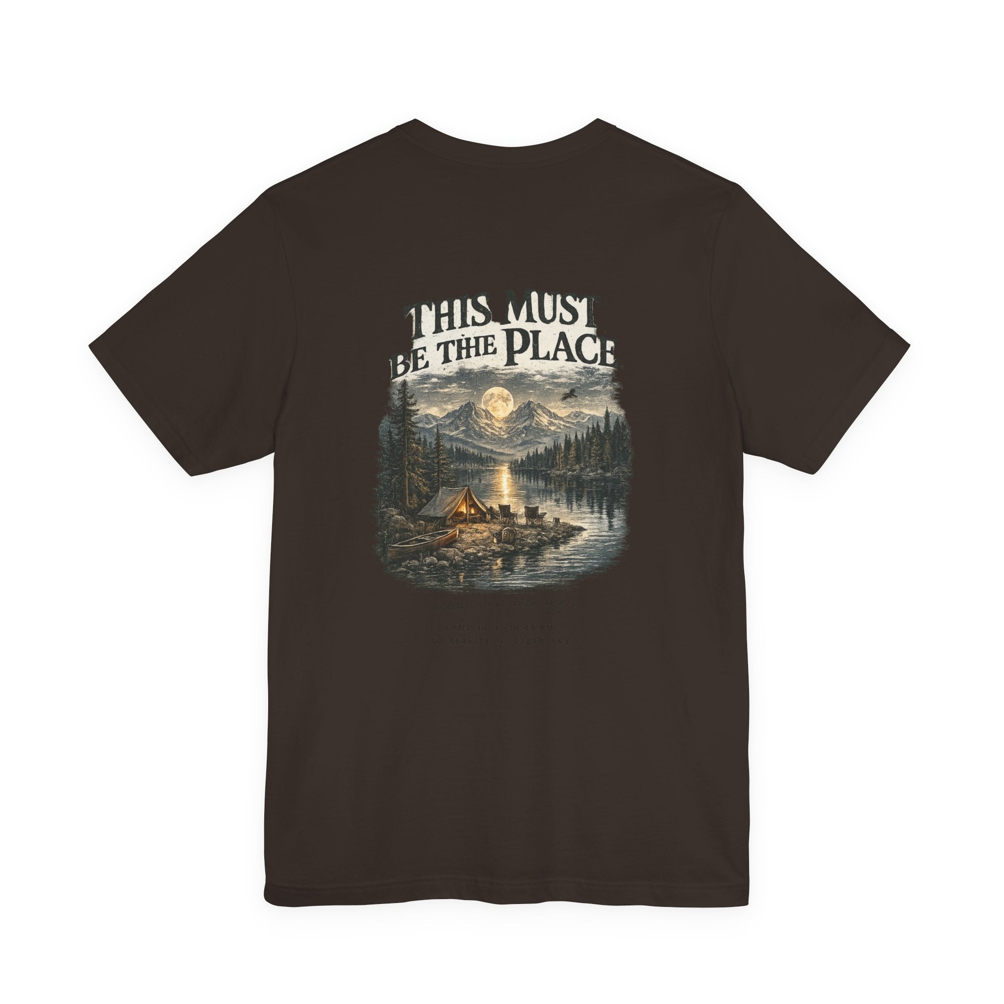 Campfire Adventure T-Shirt — “This Must Be The Place” Scenic Camping Tee