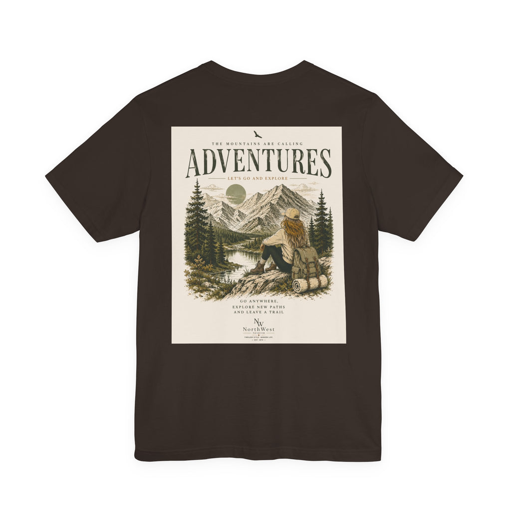 Adventures Hiking T-Shirt — "Let's Go and Explore" Vintage Outdoor Graphic Tee