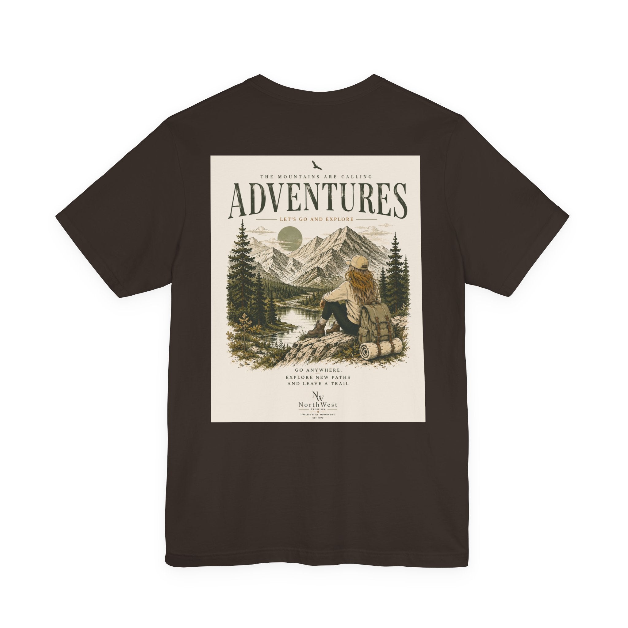 Adventures Hiking T-Shirt — "Let's Go and Explore" Vintage Outdoor Graphic Tee