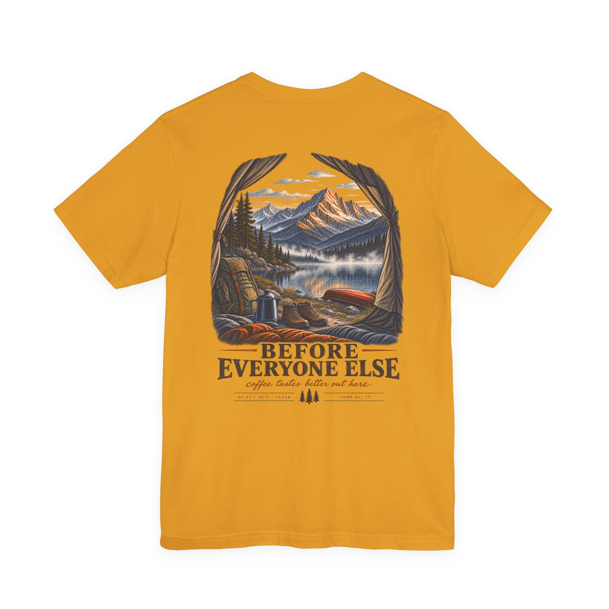 5:42 AM Camping T‑Shirt — "Before Everyone Else" Morning Coffee & Mountain Tee
