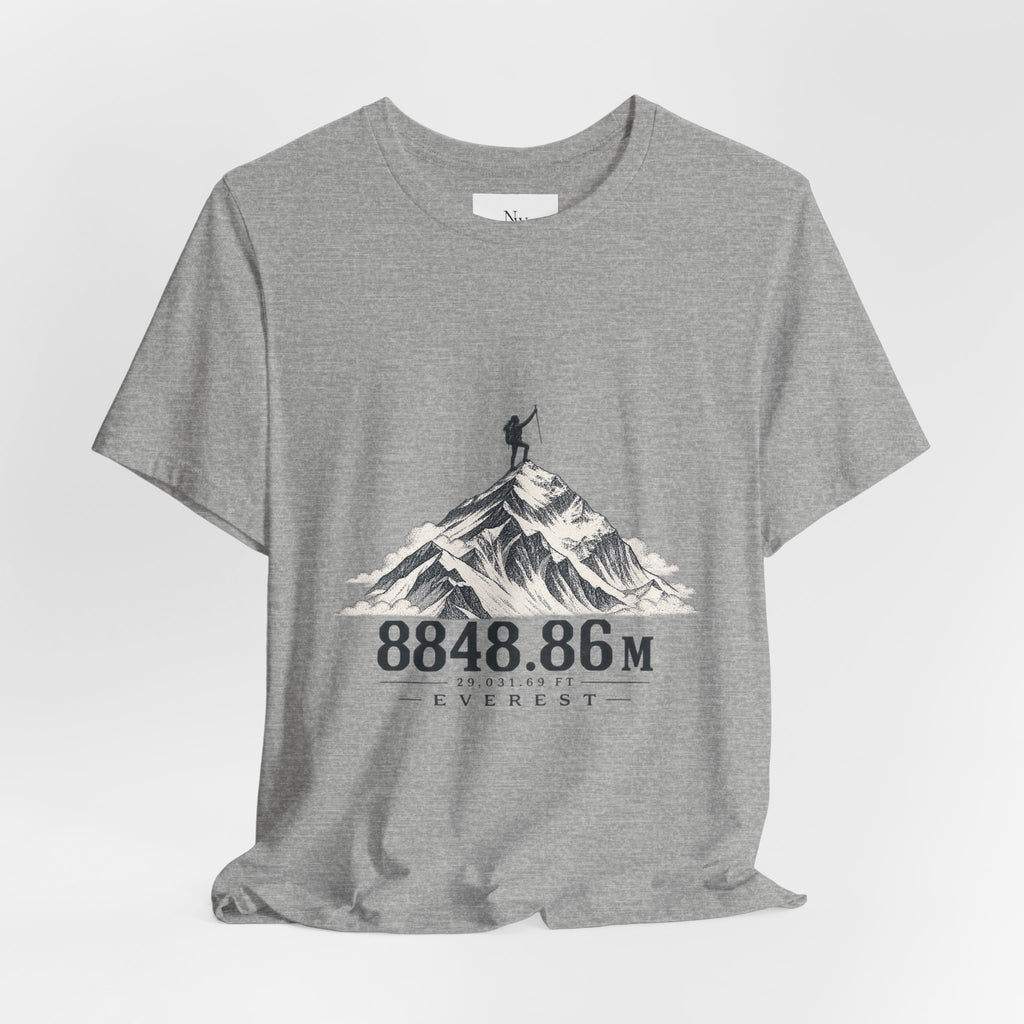 Everest Climber Tee — "She Made It" Mountain Summit Shirt (8848.86m)