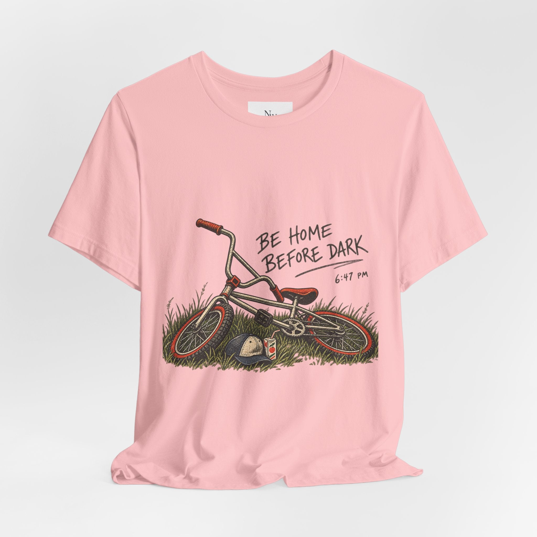 Be Home Before Dark T-Shirt — Vintage Kids Bike & Sunset Graphic Tee