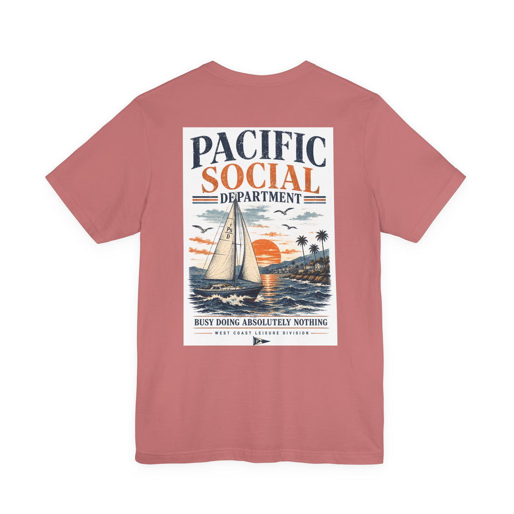 Pacific Social Sailboat Tee — Vintage Sunset Beach T-Shirt