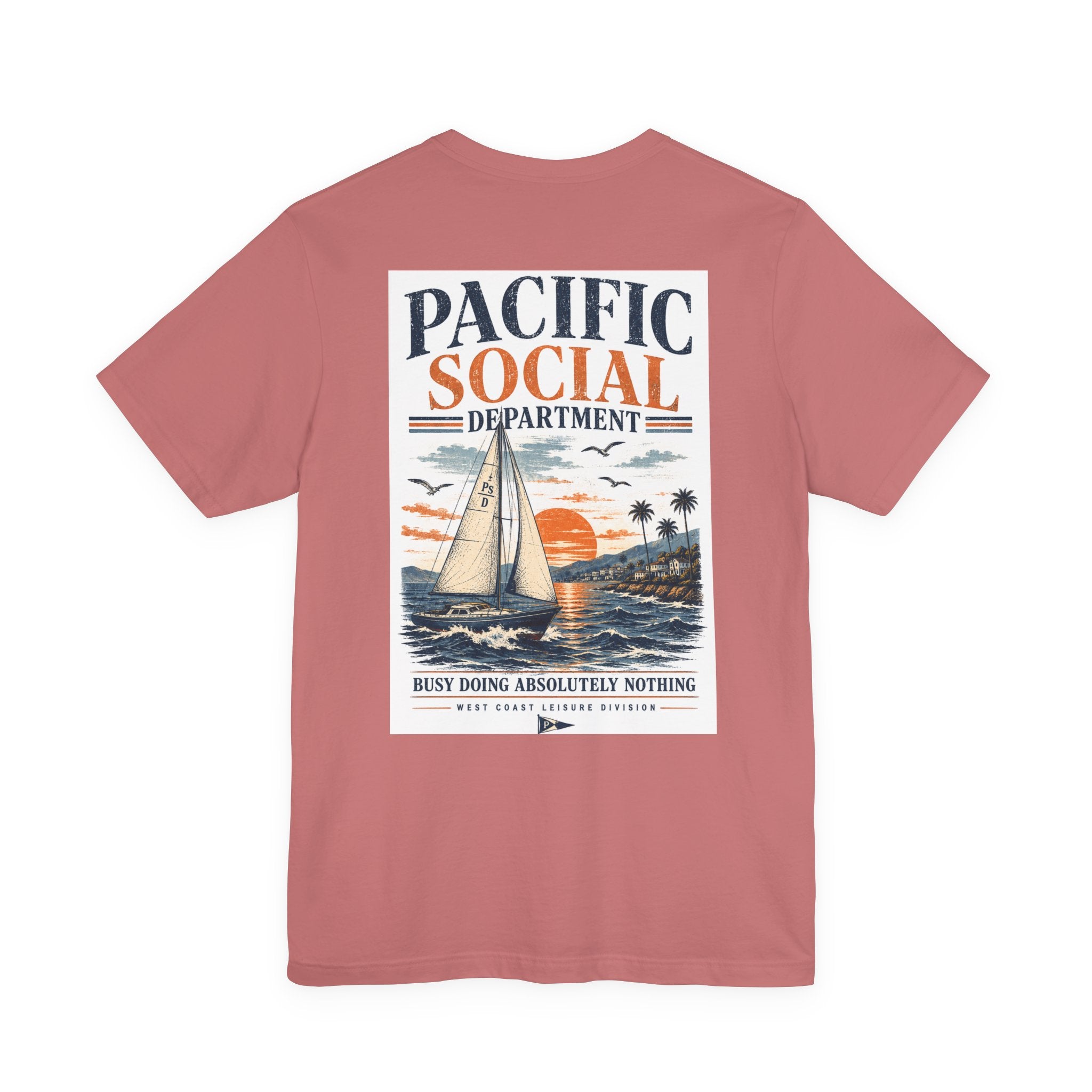 Pacific Social Sailboat Tee — Vintage Sunset Beach T-Shirt
