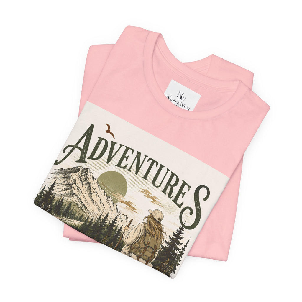 Adventures Hiking T-Shirt — "Let's Go and Explore" Vintage Outdoor Graphic Tee