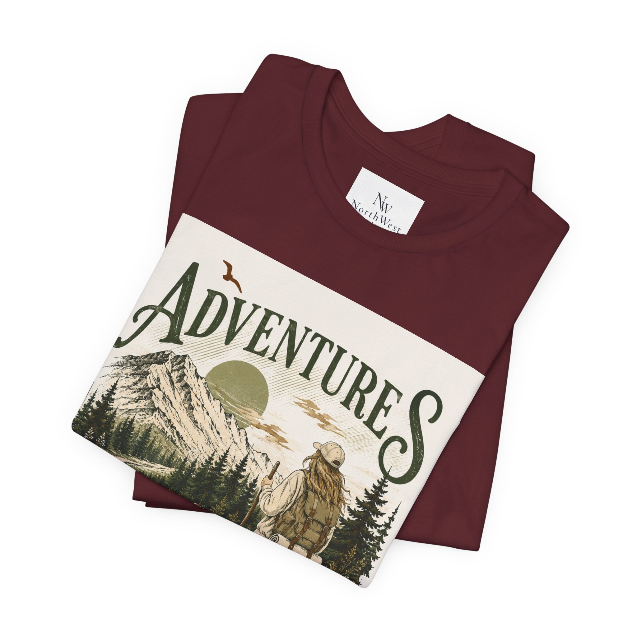 Adventures Hiking T-Shirt — "Let's Go and Explore" Vintage Outdoor Graphic Tee