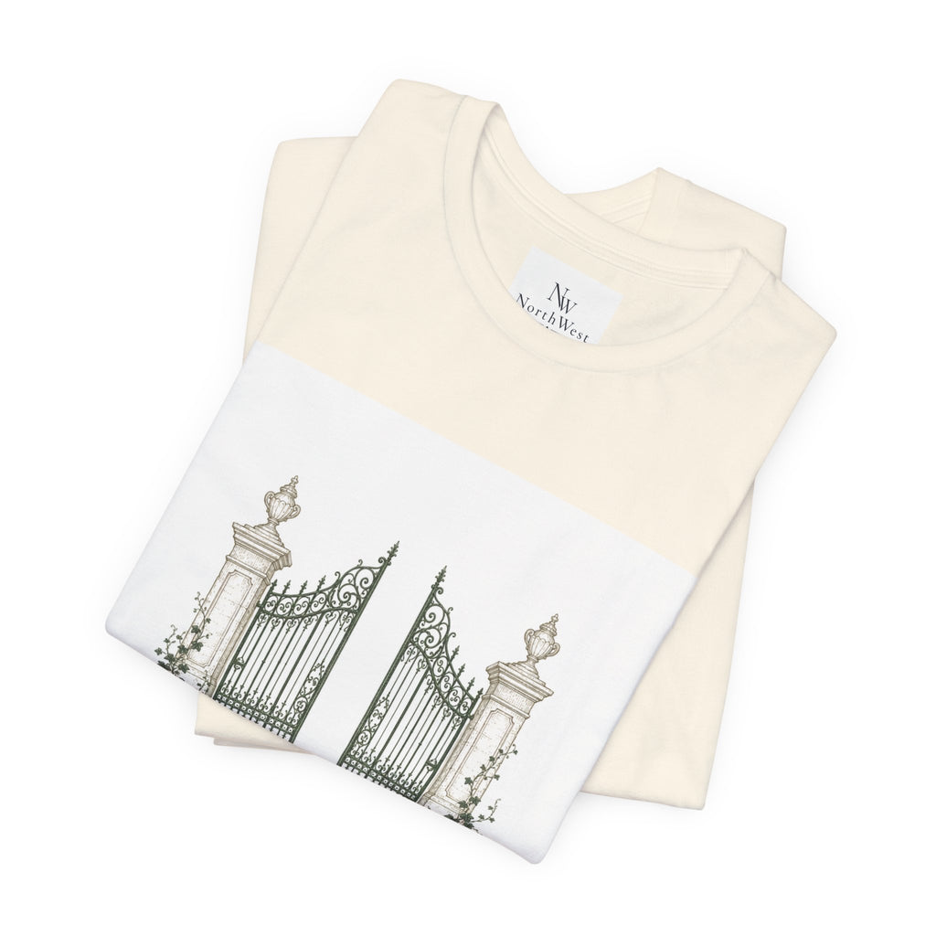 Private Grounds Tee — Vintage Garden Gate Graphic T‑Shirt
