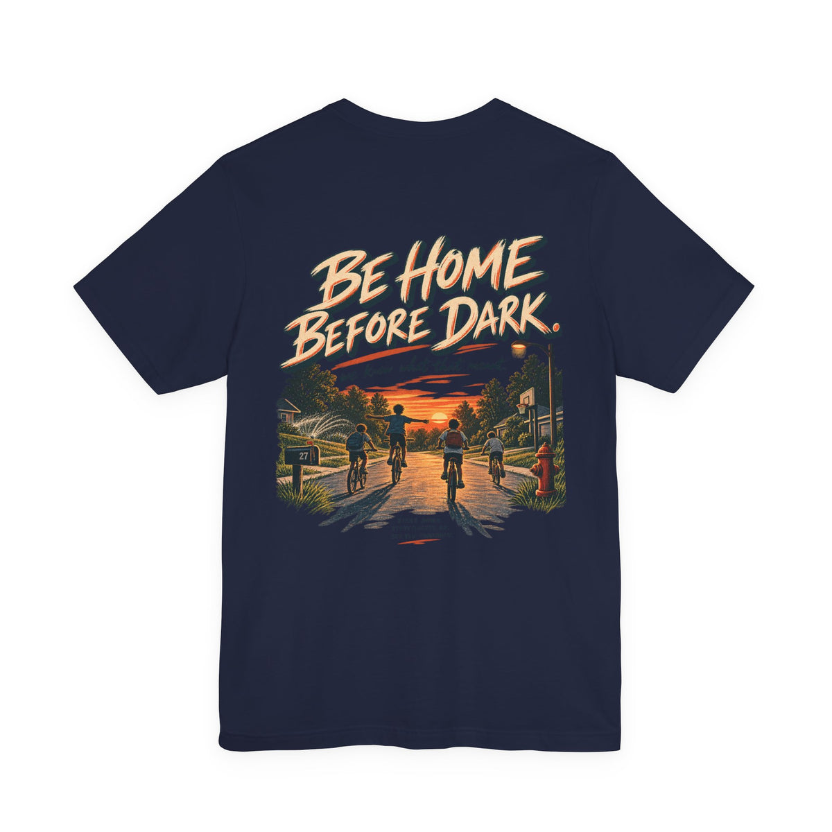 Be Home Before Dark T-Shirt — Vintage Kids Bike & Sunset Graphic Tee