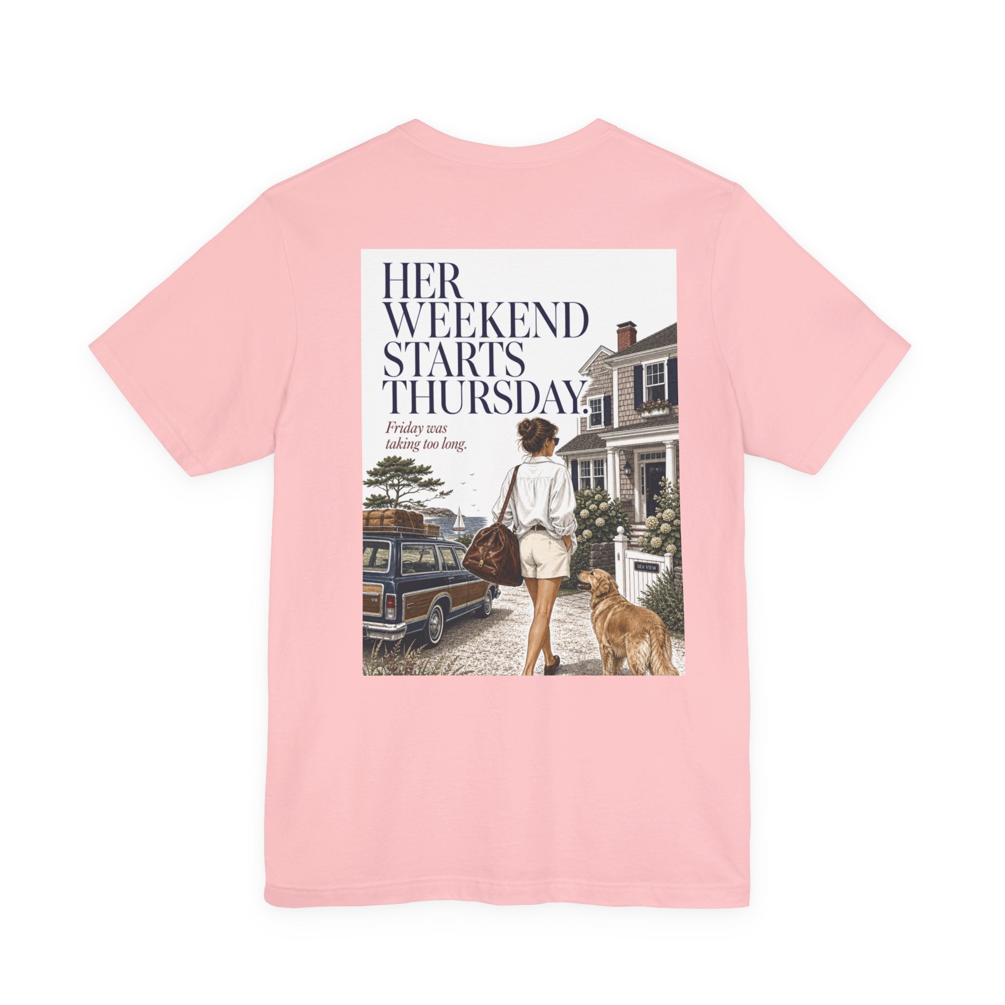 Her Weekend Starts Thursday Tee — 'Thursday, 4:17 PM' Coastal Vintage Graphic Shirt
