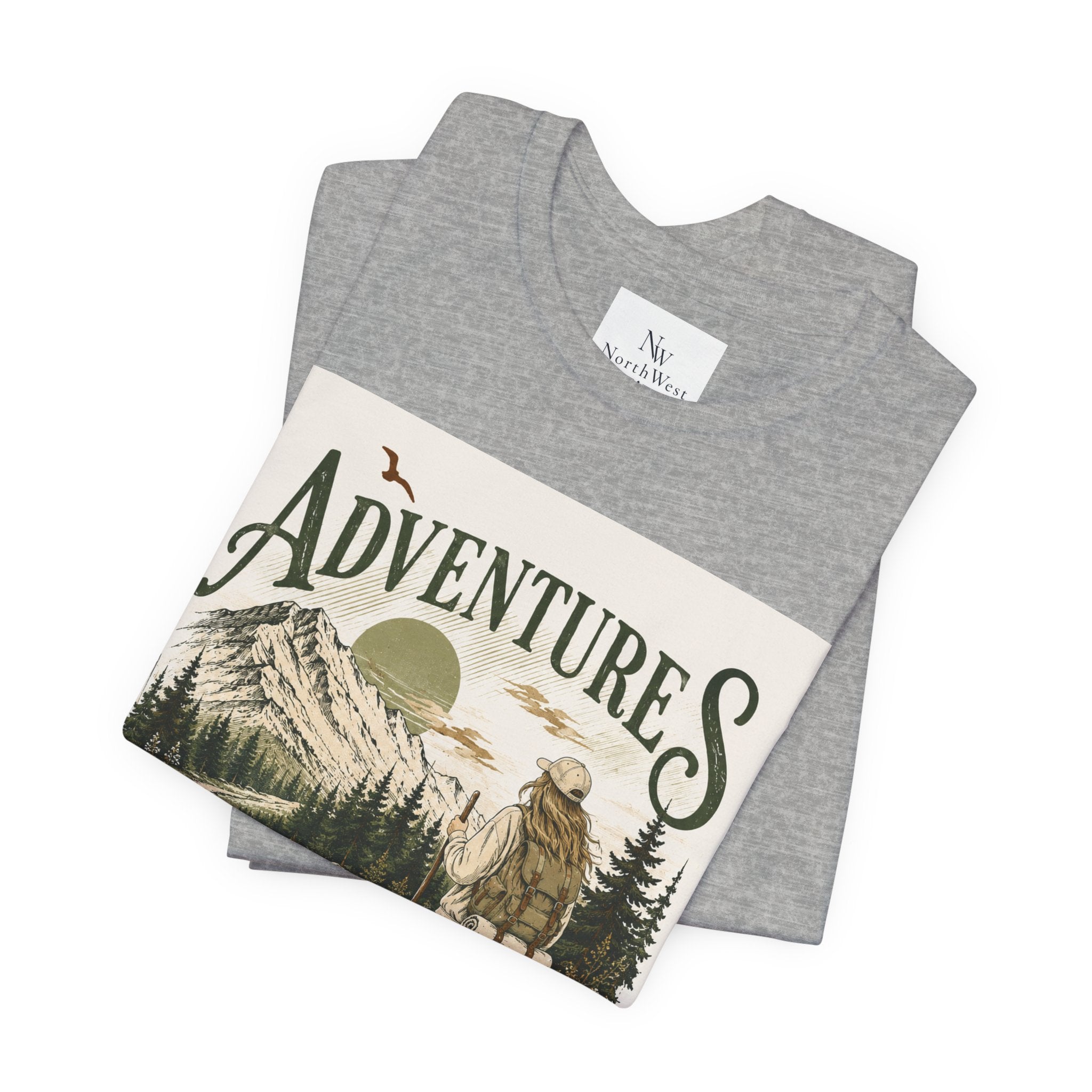 Adventures Hiking T-Shirt — "Let's Go and Explore" Vintage Outdoor Graphic Tee
