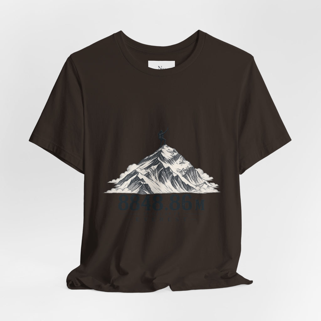 Everest Climber Tee — "She Made It" Mountain Summit Shirt (8848.86m)