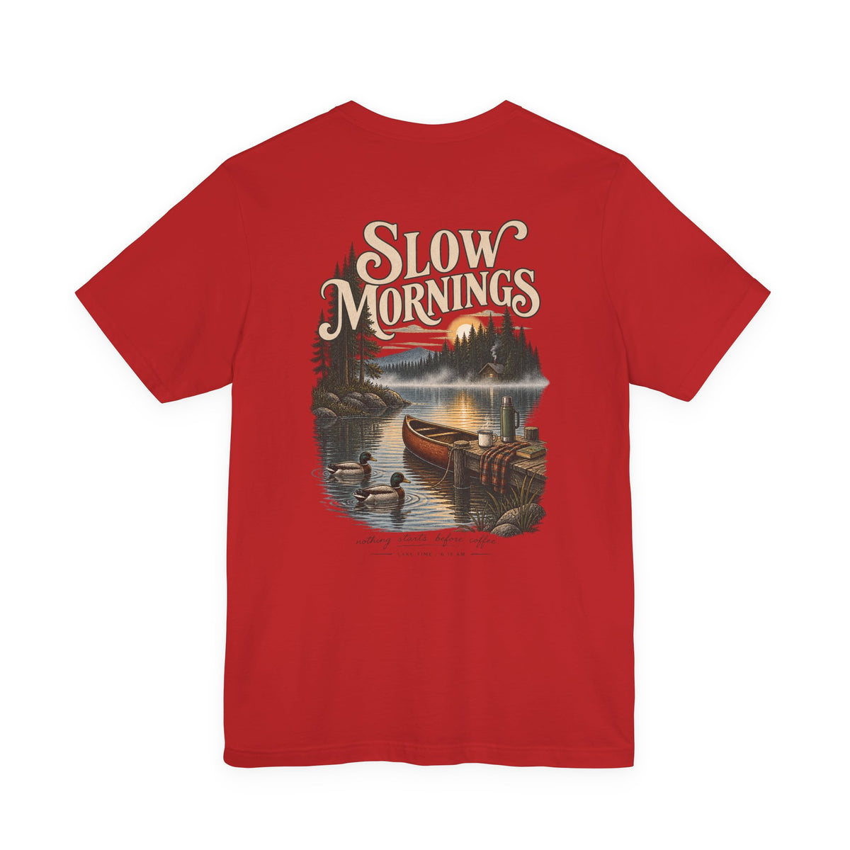 Slow Mornings Duck Tee — Cozy Cabin Nature Graphic T-Shirt