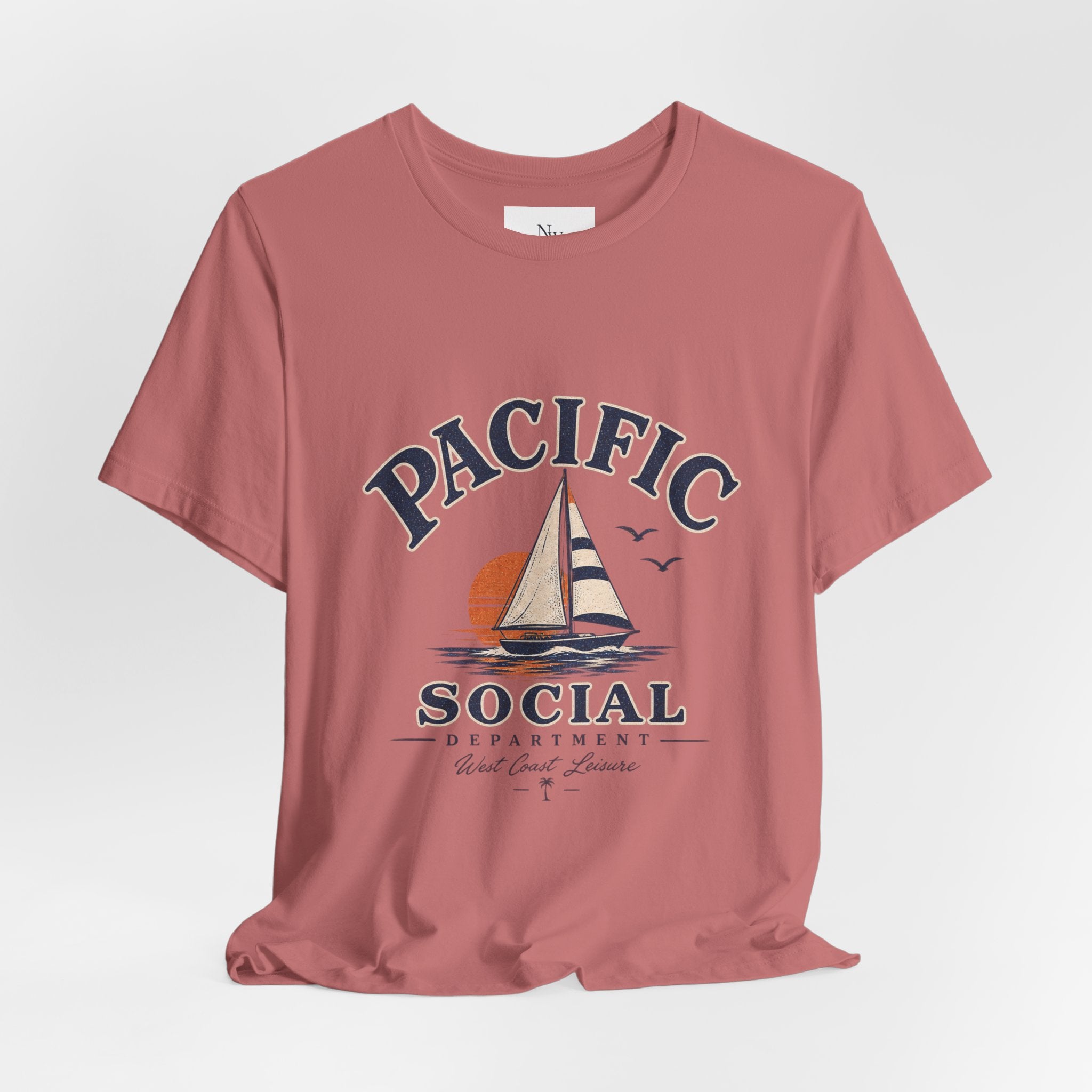 Pacific Social Sailboat Tee — Vintage Sunset Beach T-Shirt