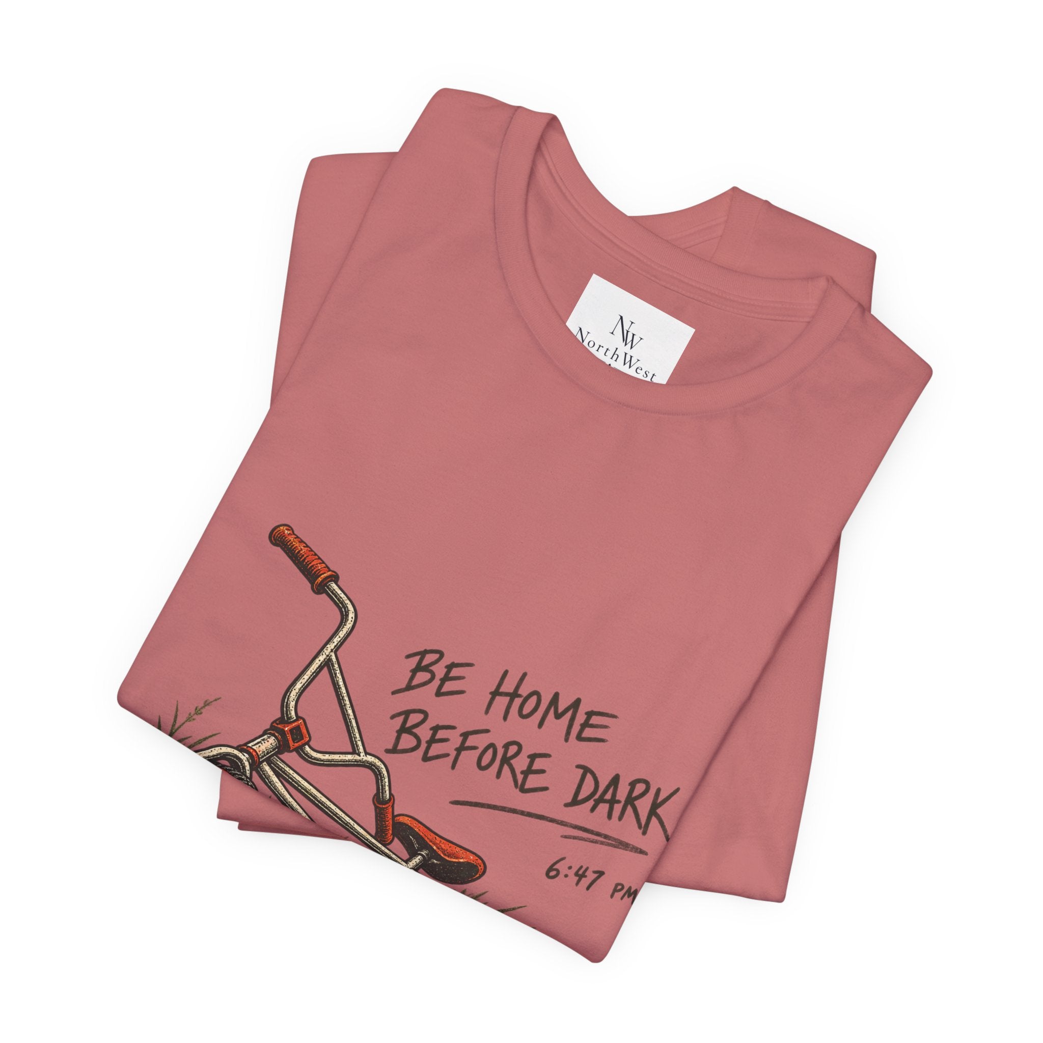 Be Home Before Dark T-Shirt — Vintage Kids Bike & Sunset Graphic Tee