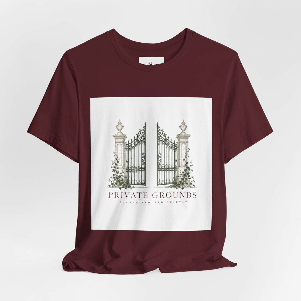 Private Grounds Tee — Vintage Garden Gate Graphic T‑Shirt