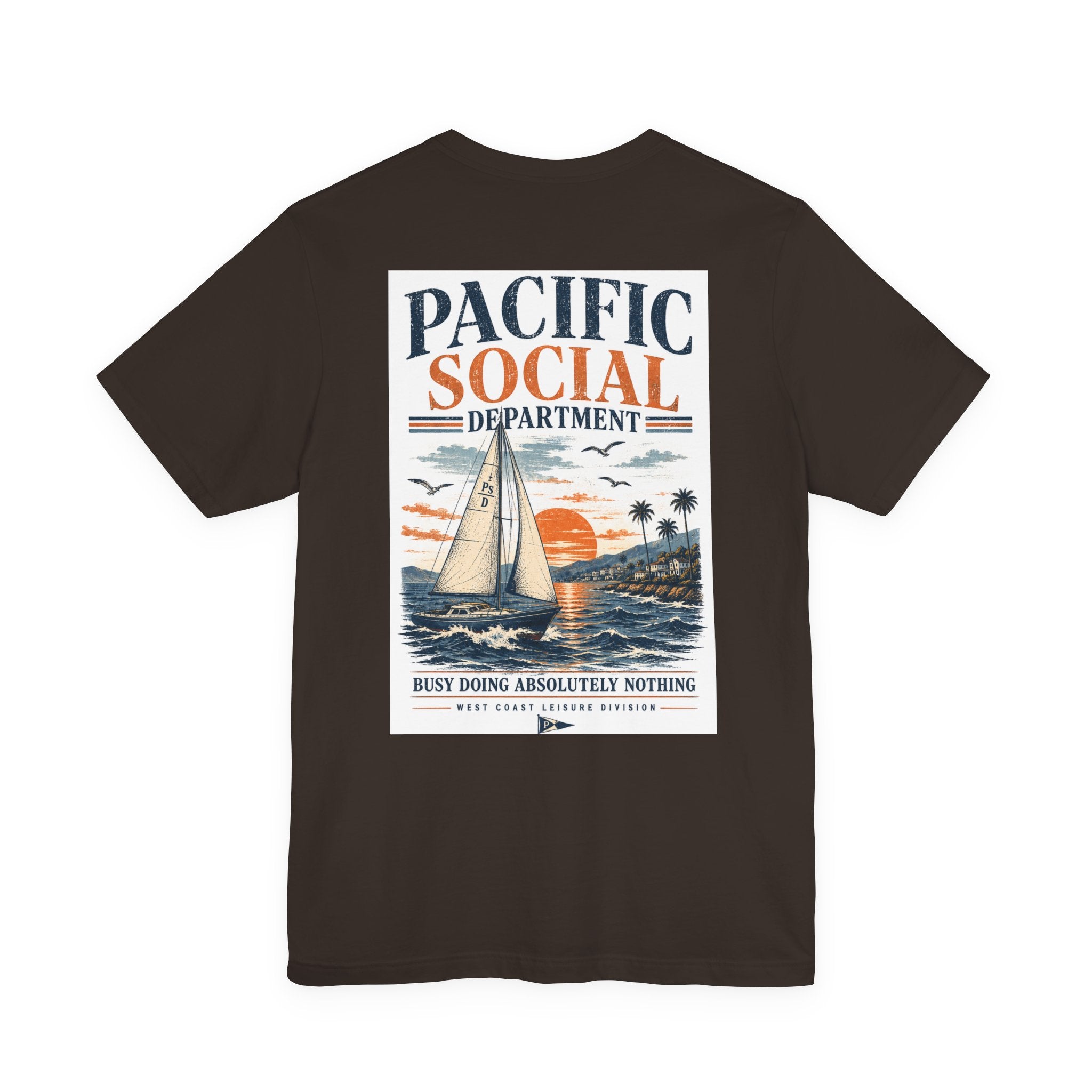 Pacific Social Sailboat Tee — Vintage Sunset Beach T-Shirt